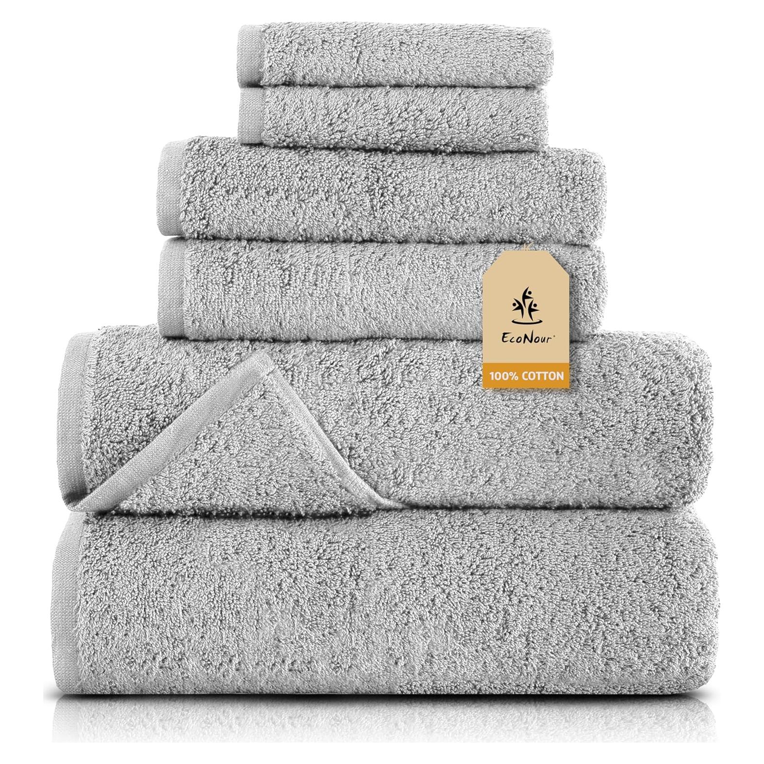 Juego de Toallas de Algodón EcoNour 6 Piezas Gris 100%