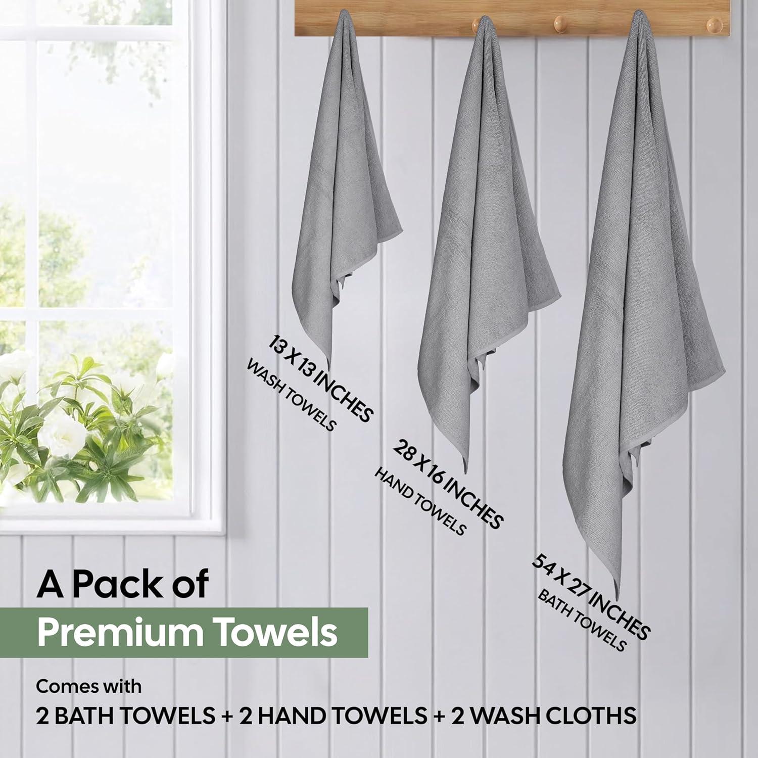 Juego de Toallas de Algodón EcoNour 6 Piezas Gris 100%