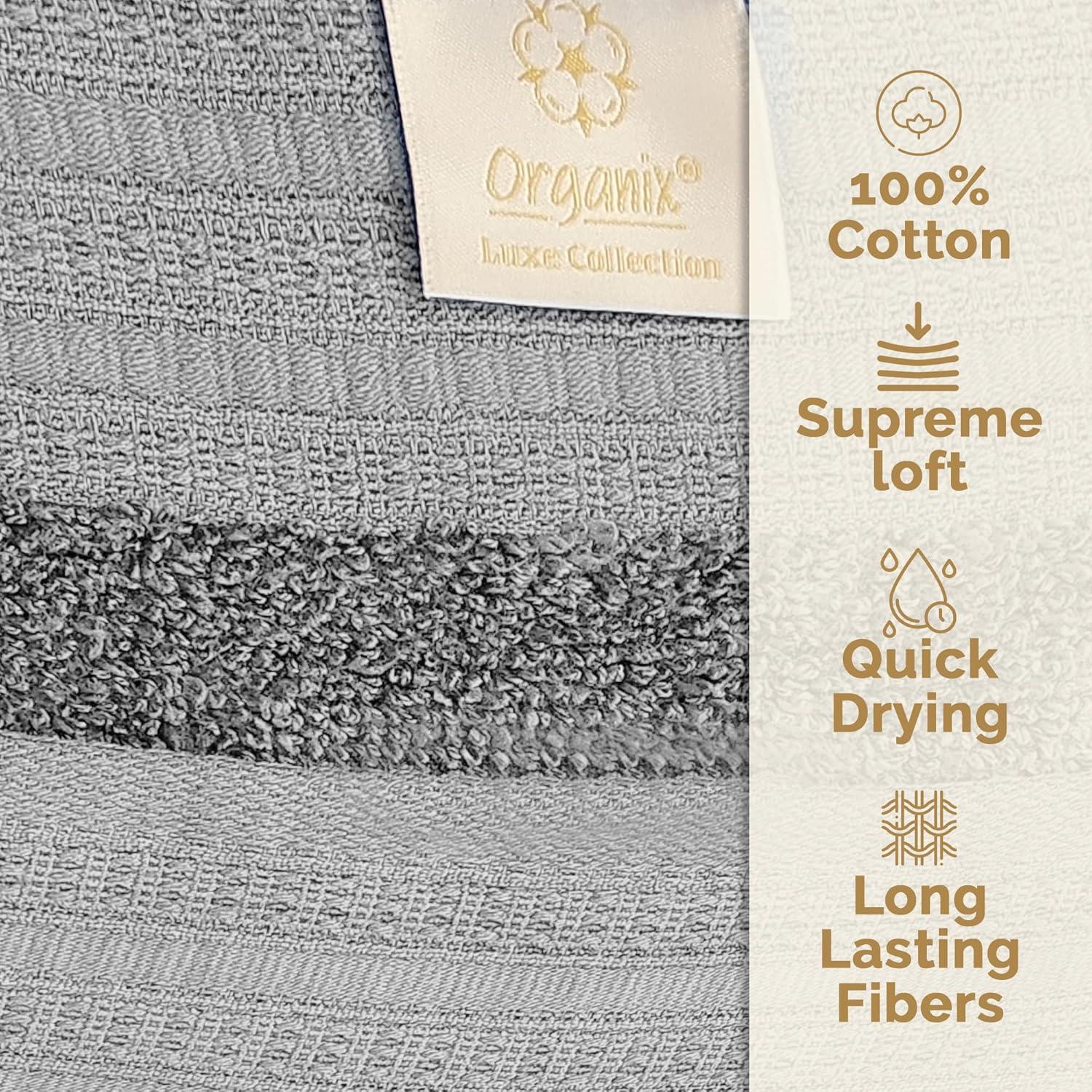 Conjunto de Toallas de Baño Organix 4 Piezas 100% Algodón Gris