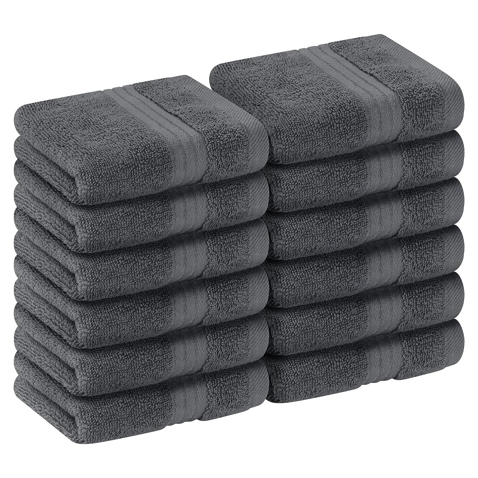 Toallas Utopia Paquete de 12 Paños de Lavado 30x30 cm Algodón Gris