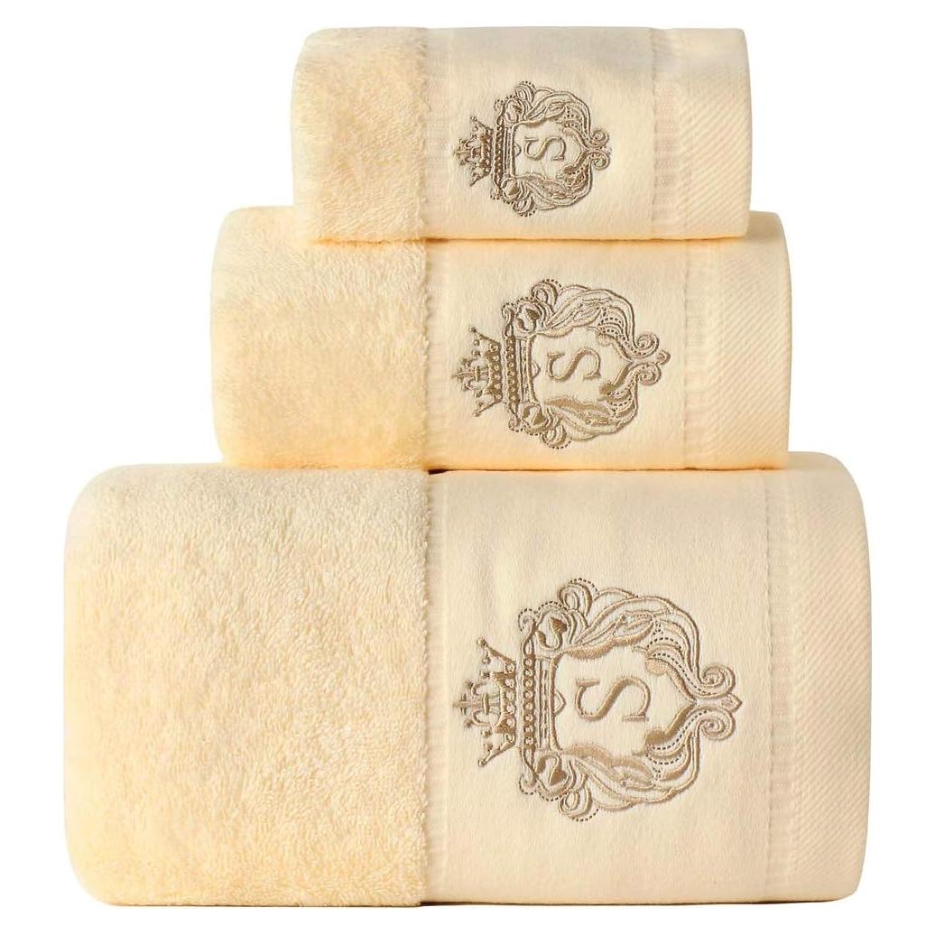 Juego de Toallas de Baño Premium Sunshinejing 3 Piezas Algodón