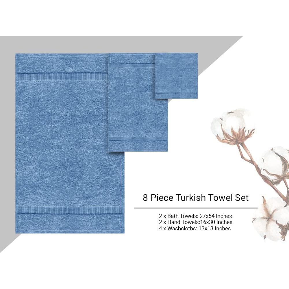 Juego de 8 Toallas Turcas Premium Towel Bazaar Algodón Suave