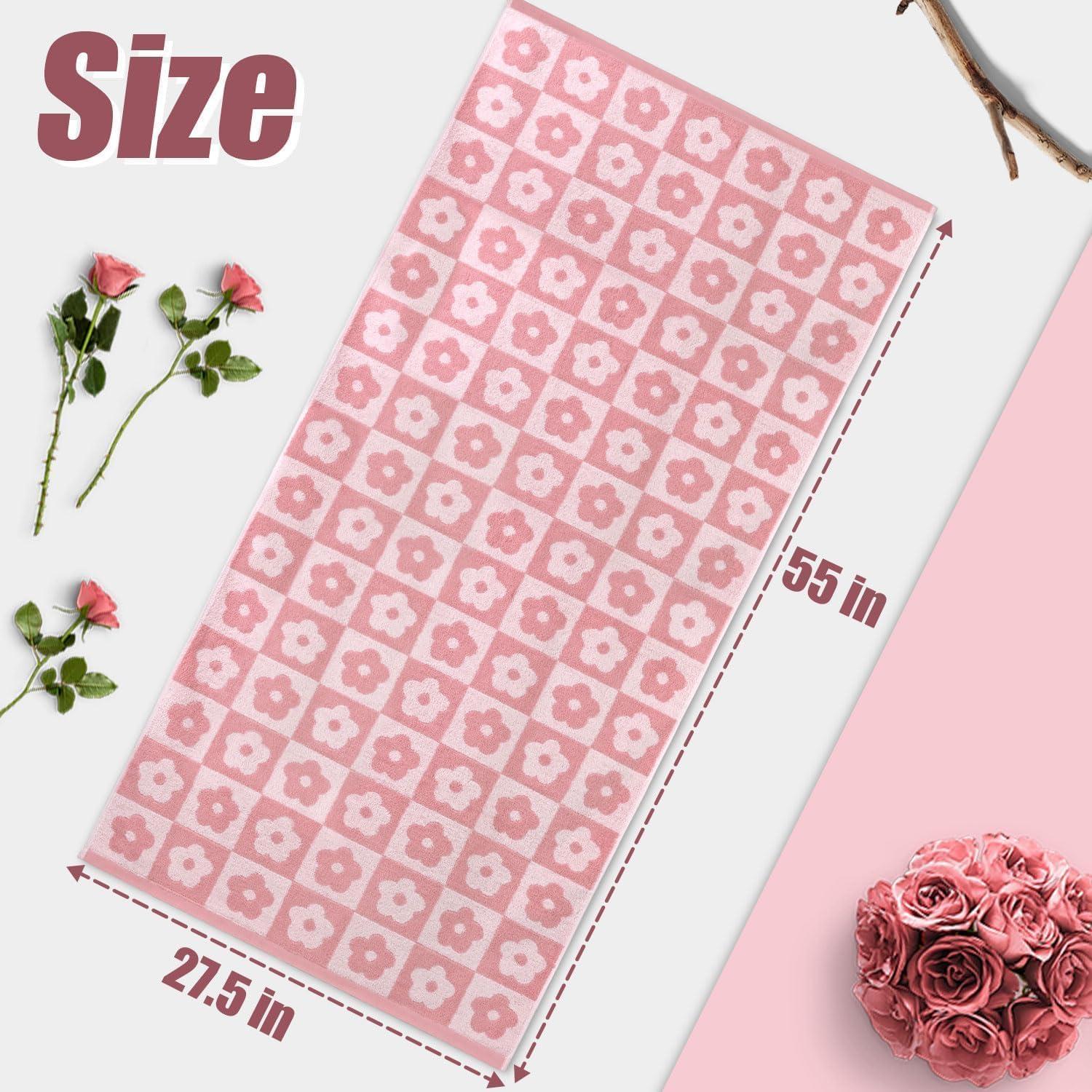 Juego de Toallas de Baño Jacquotha 2 Piezas Rosa Floral 140x70cm