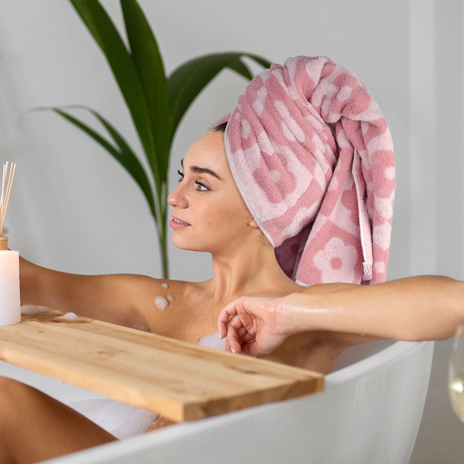 Juego de Toallas de Baño Jacquotha 2 Piezas Rosa Floral 140x70cm