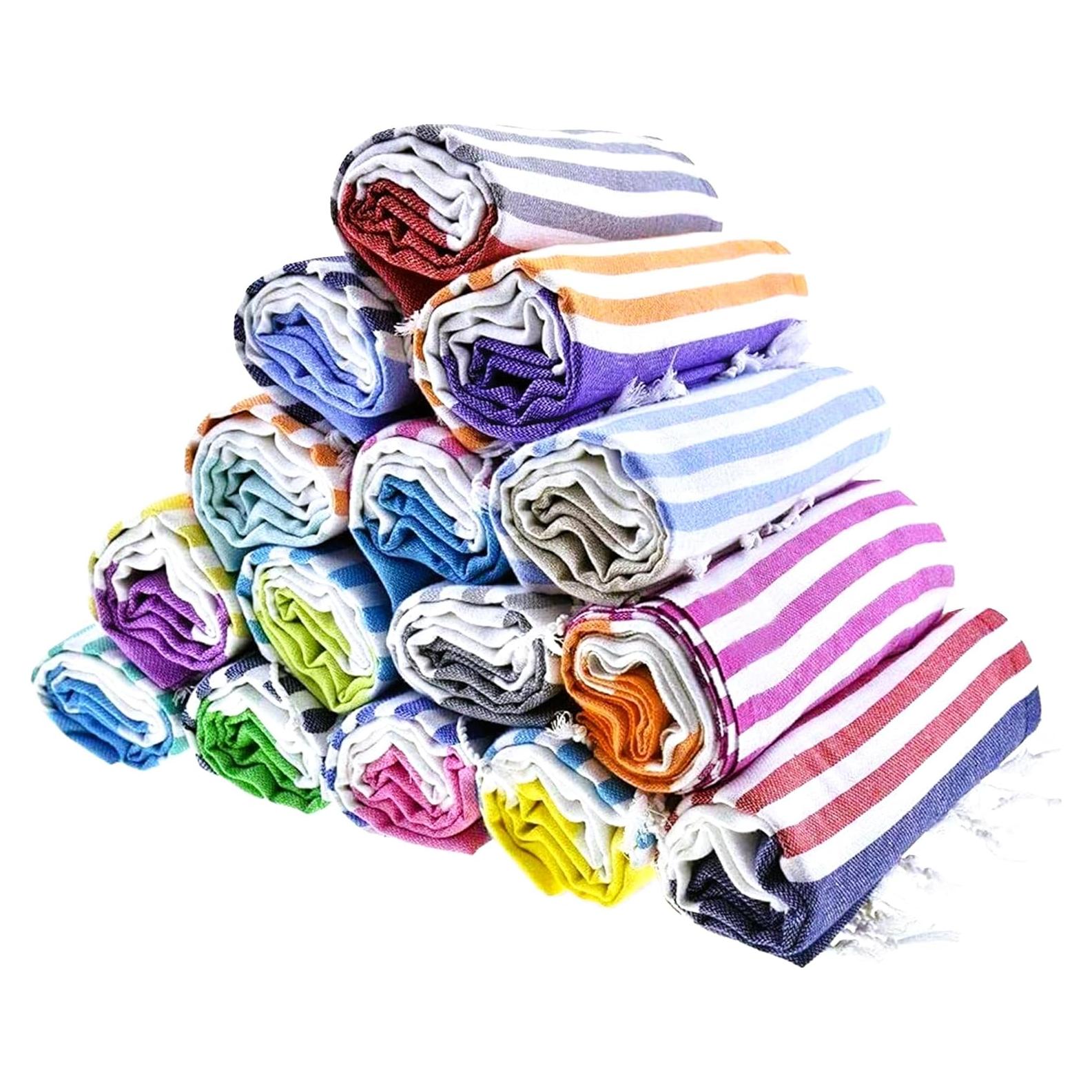 Juego de 6 Toallas de Playa Turcas HAVLULAND 100% Algodón Orgánico