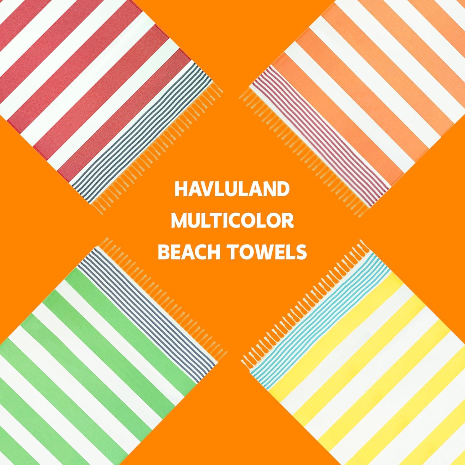 Juego de 6 Toallas de Playa Turcas HAVLULAND 100% Algodón Orgánico