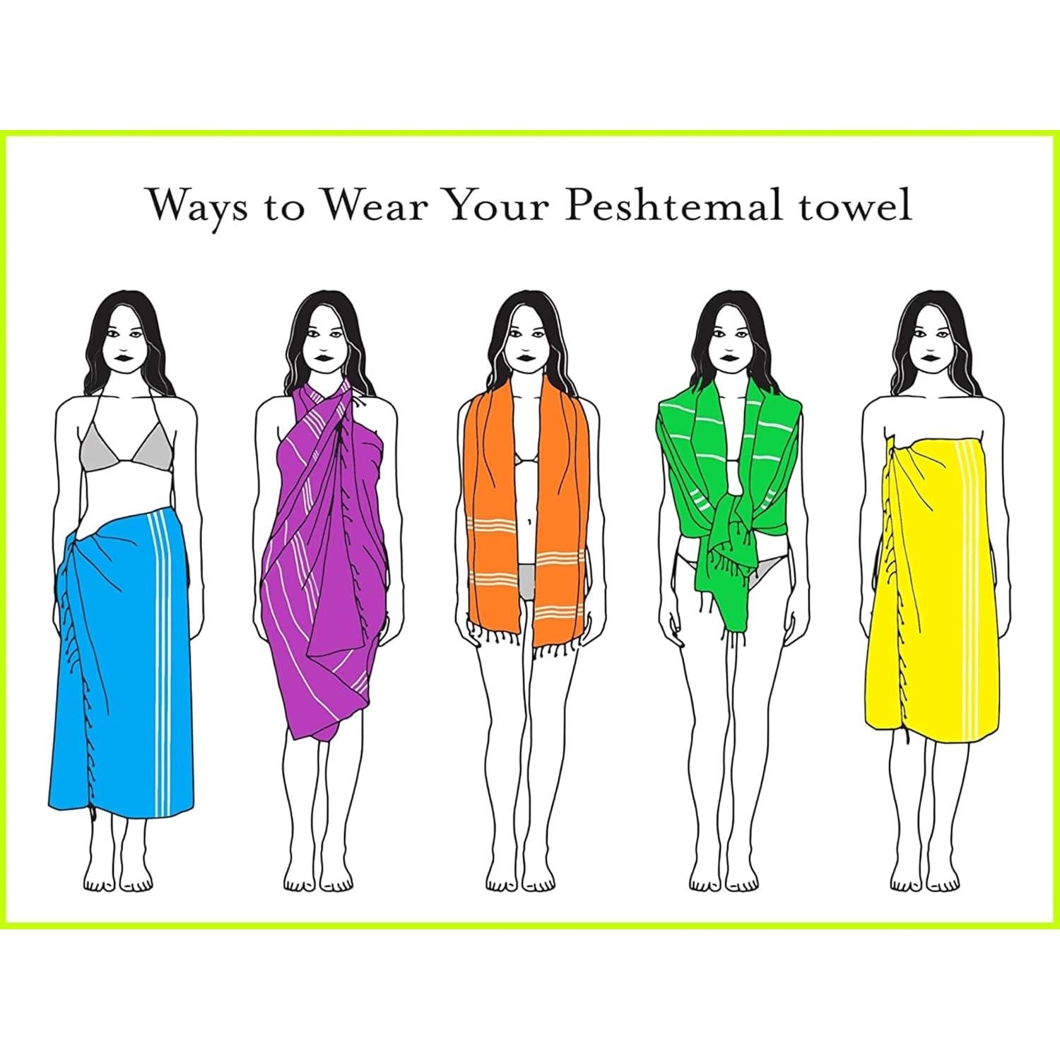 Juego de 6 Toallas de Playa Turcas HAVLULAND 100% Algodón Orgánico