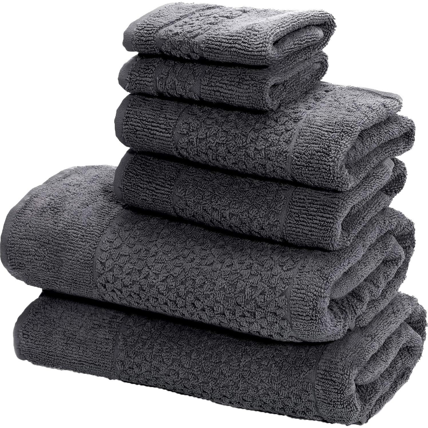 Juego de Toallas de Lujo 6 Piezas Toallas Turcas Clásicas Gris