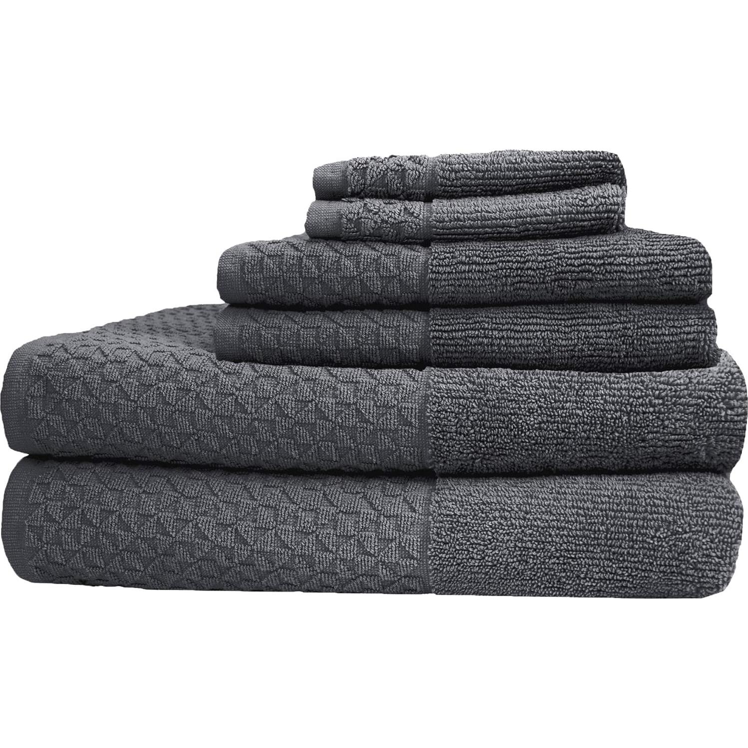 Juego de Toallas de Lujo 6 Piezas Toallas Turcas Clásicas Gris