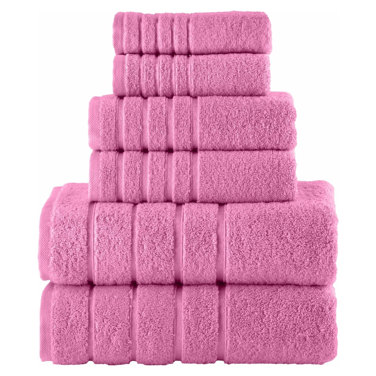 Conjunto de Toallas Premium 6 Piezas Elegant Comfort 100% Algodón Turco Rosa