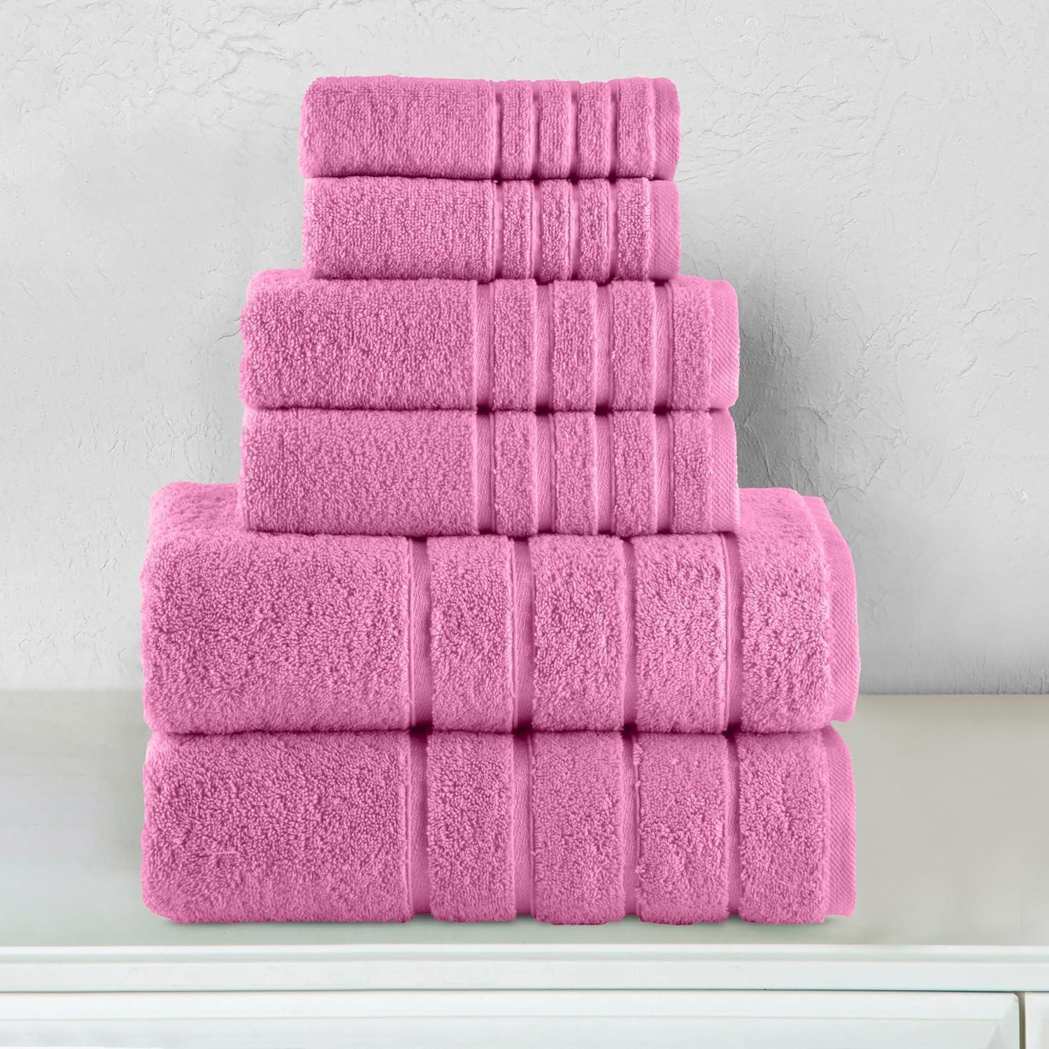 Conjunto de Toallas Premium 6 Piezas Elegant Comfort 100% Algodón Turco Rosa