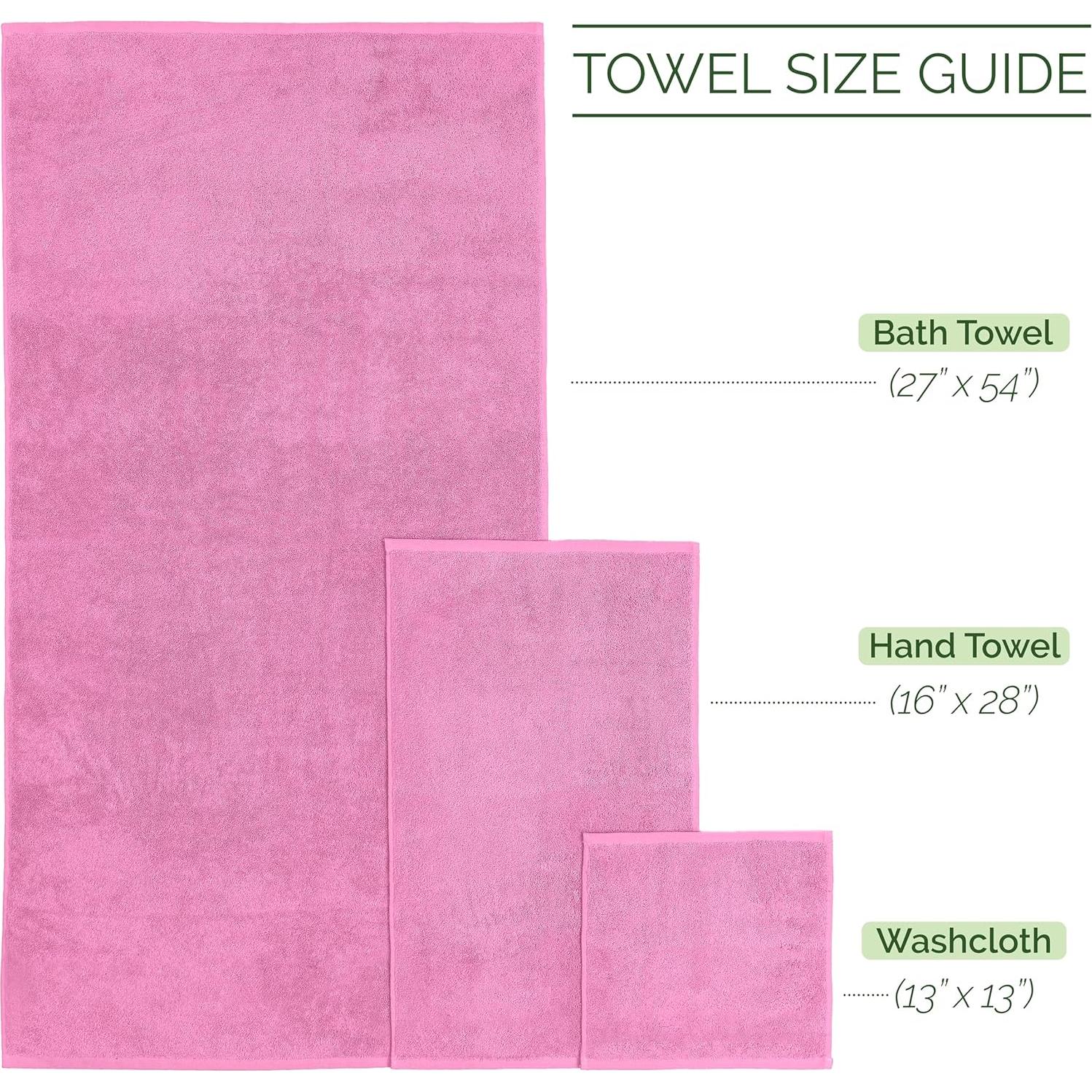 Conjunto de Toallas Premium 6 Piezas Elegant Comfort 100% Algodón Turco Rosa