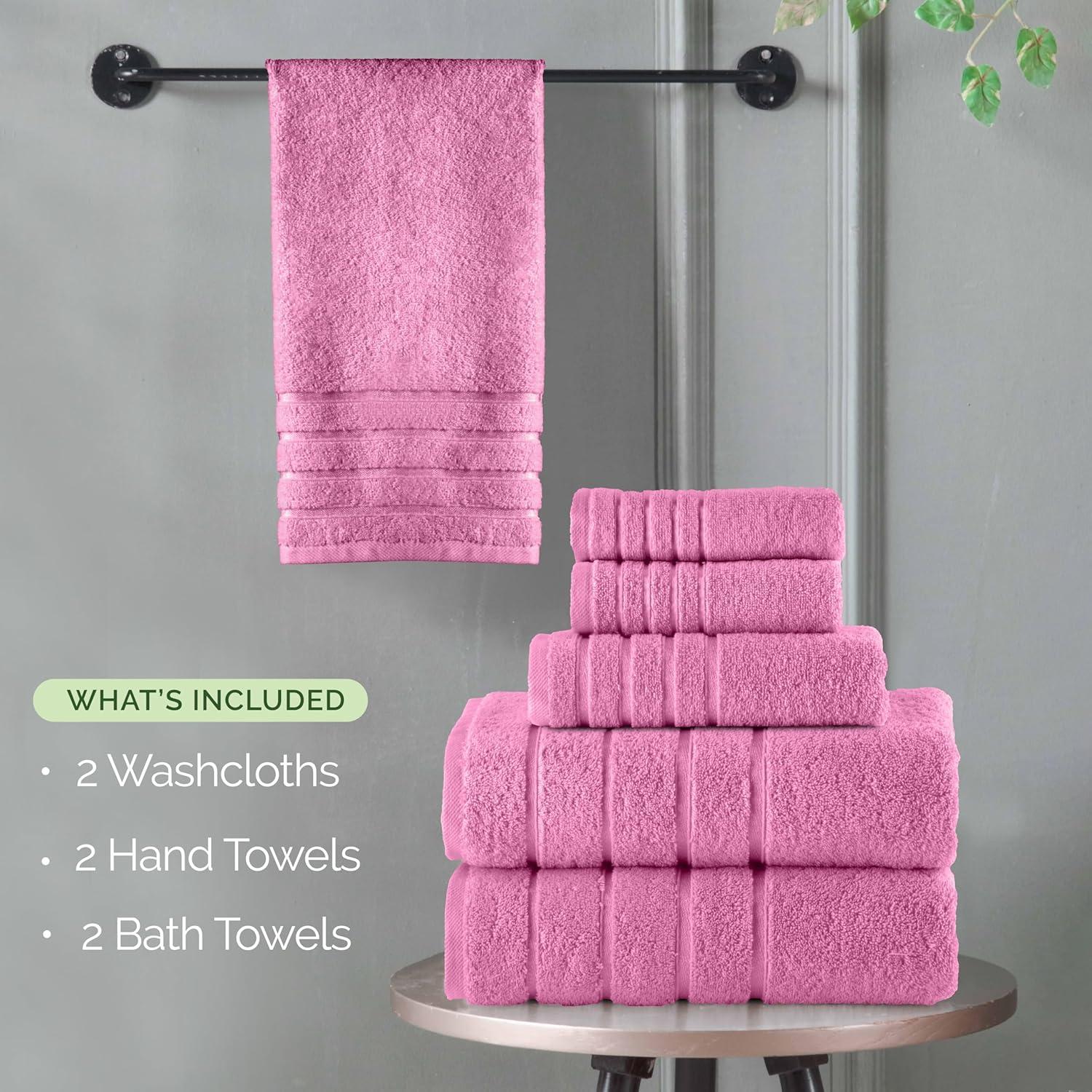 Conjunto de Toallas Premium 6 Piezas Elegant Comfort 100% Algodón Turco Rosa