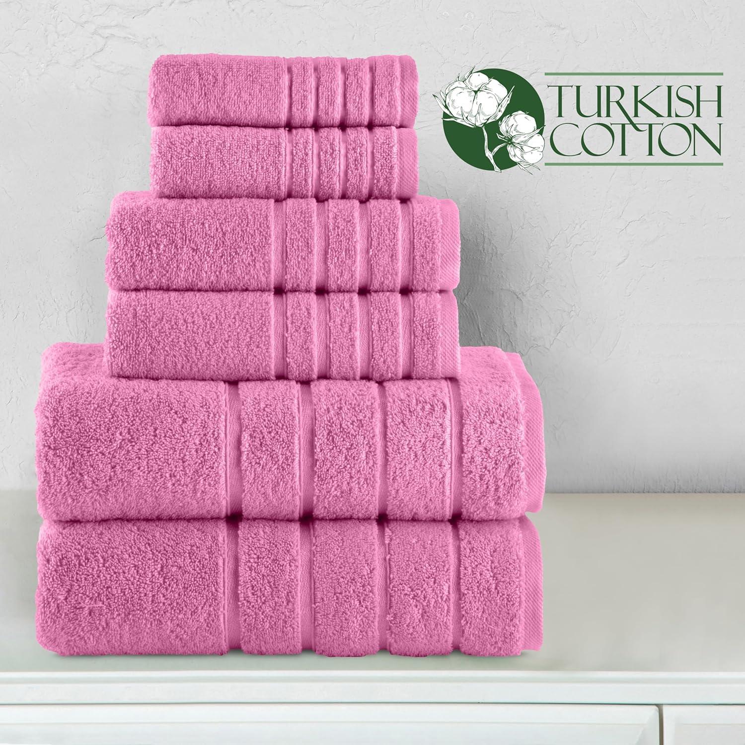 Conjunto de Toallas Premium 6 Piezas Elegant Comfort 100% Algodón Turco Rosa