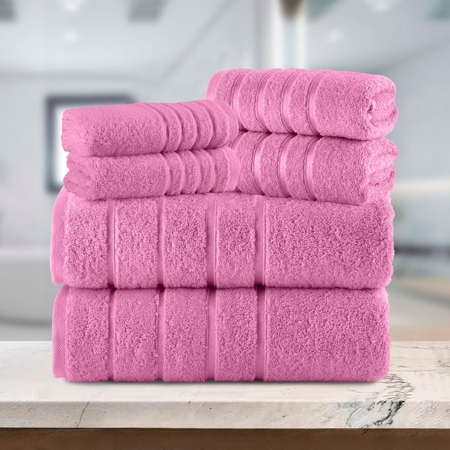 Conjunto de Toallas Premium 6 Piezas Elegant Comfort 100% Algodón Turco Rosa