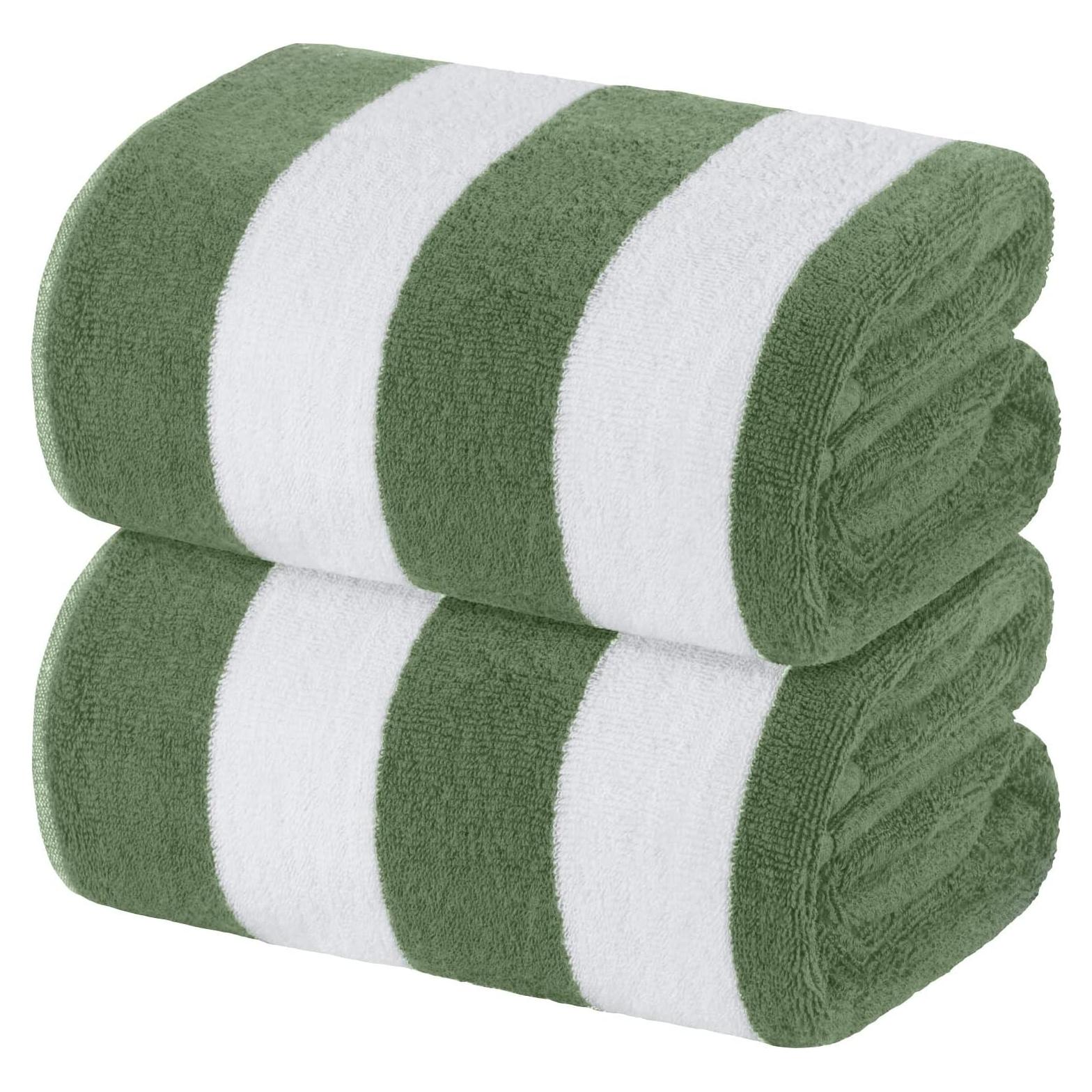 Toallas de Playa Sobredimensionadas Algodón Verde Caqui 2 Pzas