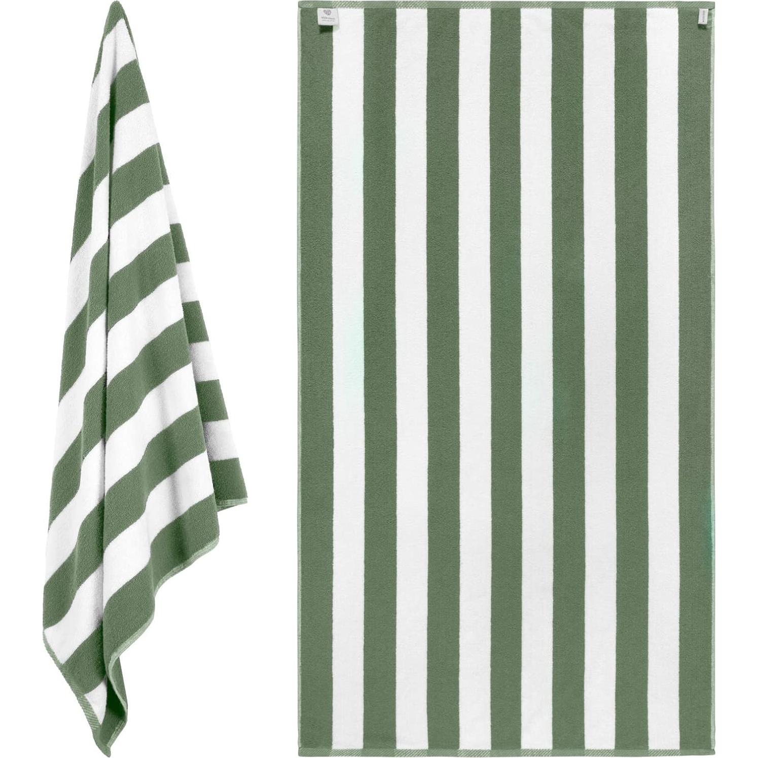 Toallas de Playa Sobredimensionadas Algodón Verde Caqui 2 Pzas