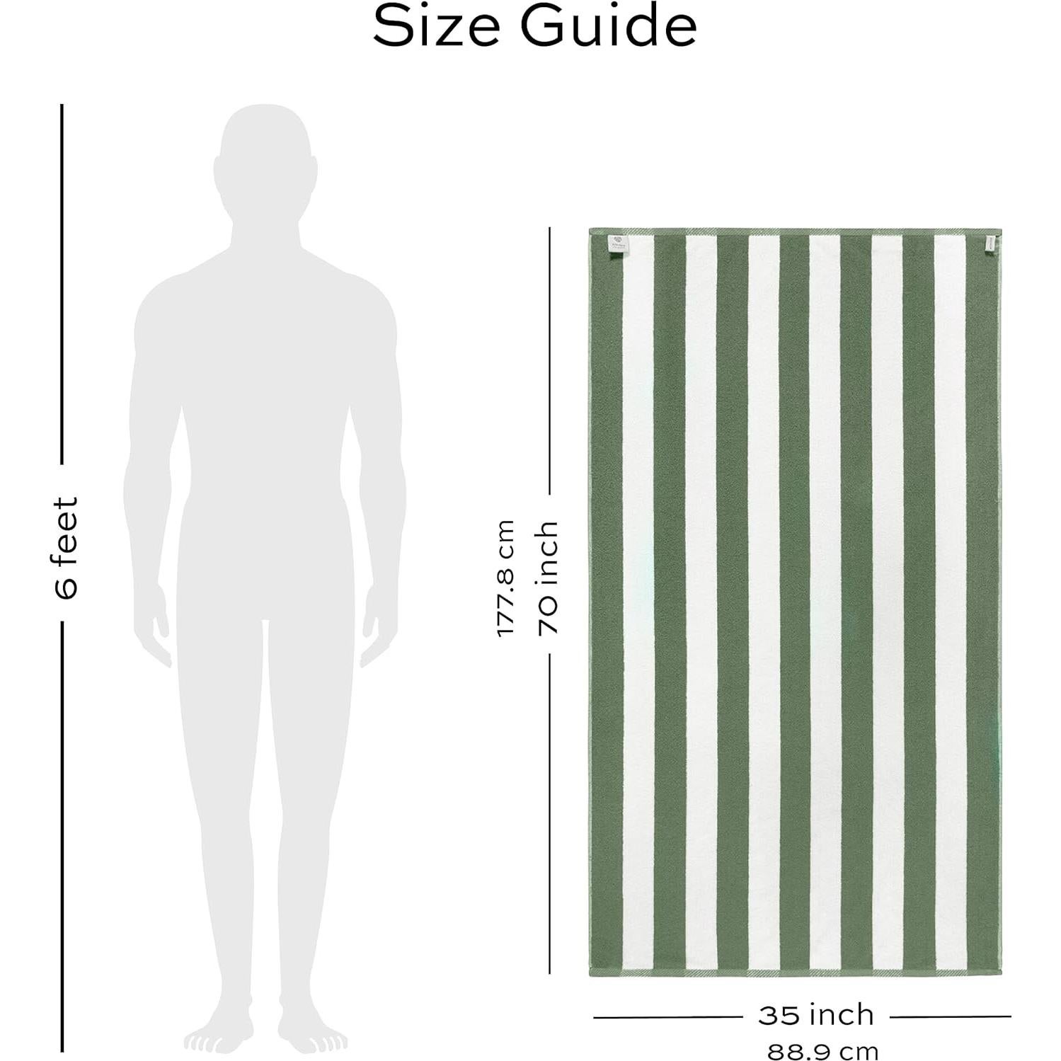 Toallas de Playa Sobredimensionadas Algodón Verde Caqui 2 Pzas