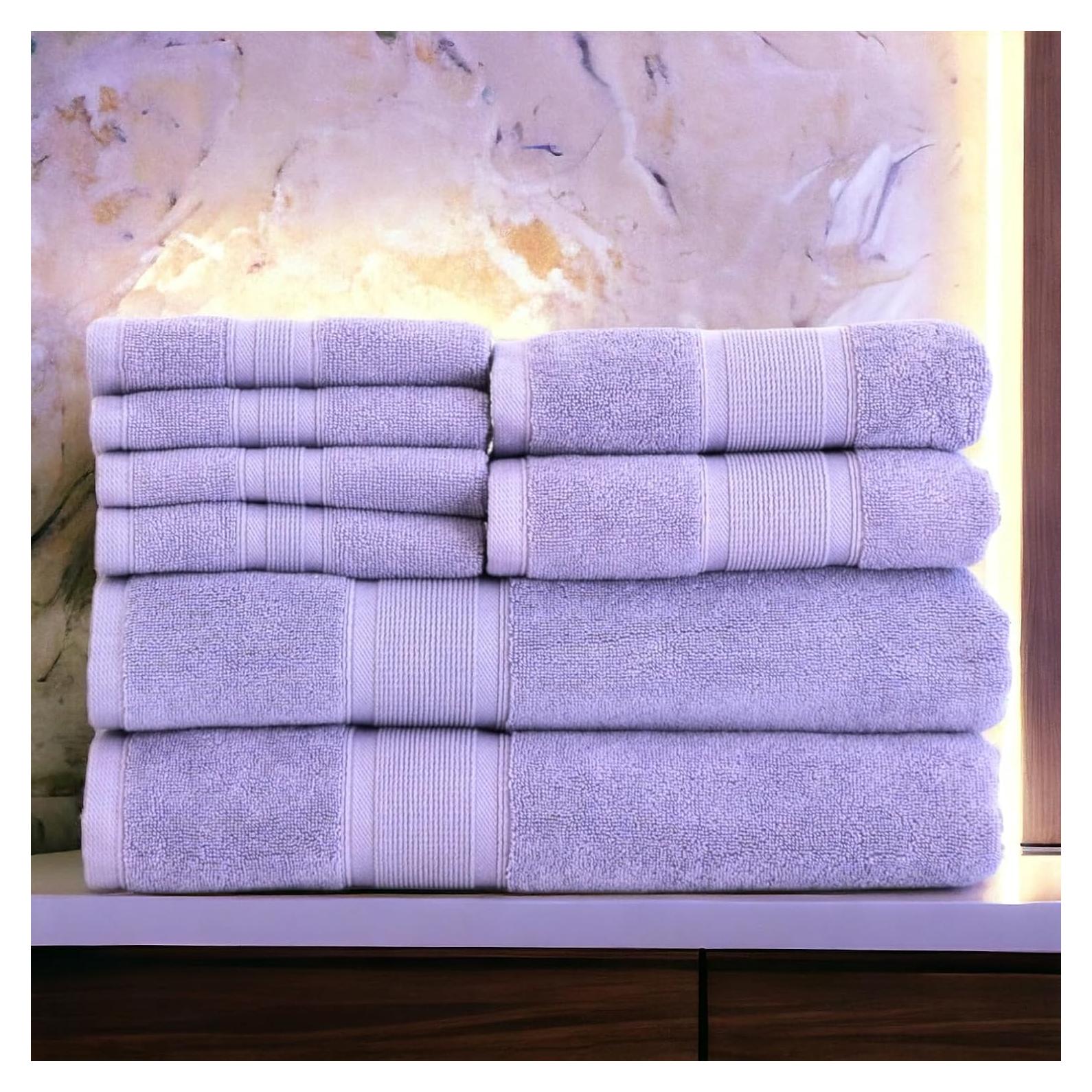 Juego de Toallas de Baño Luzia 8 Piezas 100% Algodón Turco Lavanda