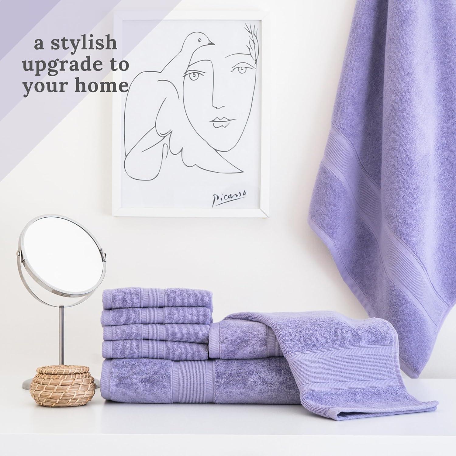 Juego de Toallas de Baño Luzia 8 Piezas 100% Algodón Turco Lavanda