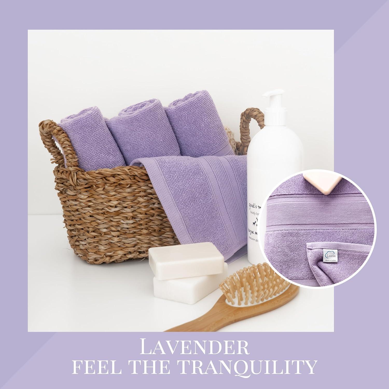 Juego de Toallas de Baño Luzia 8 Piezas 100% Algodón Turco Lavanda