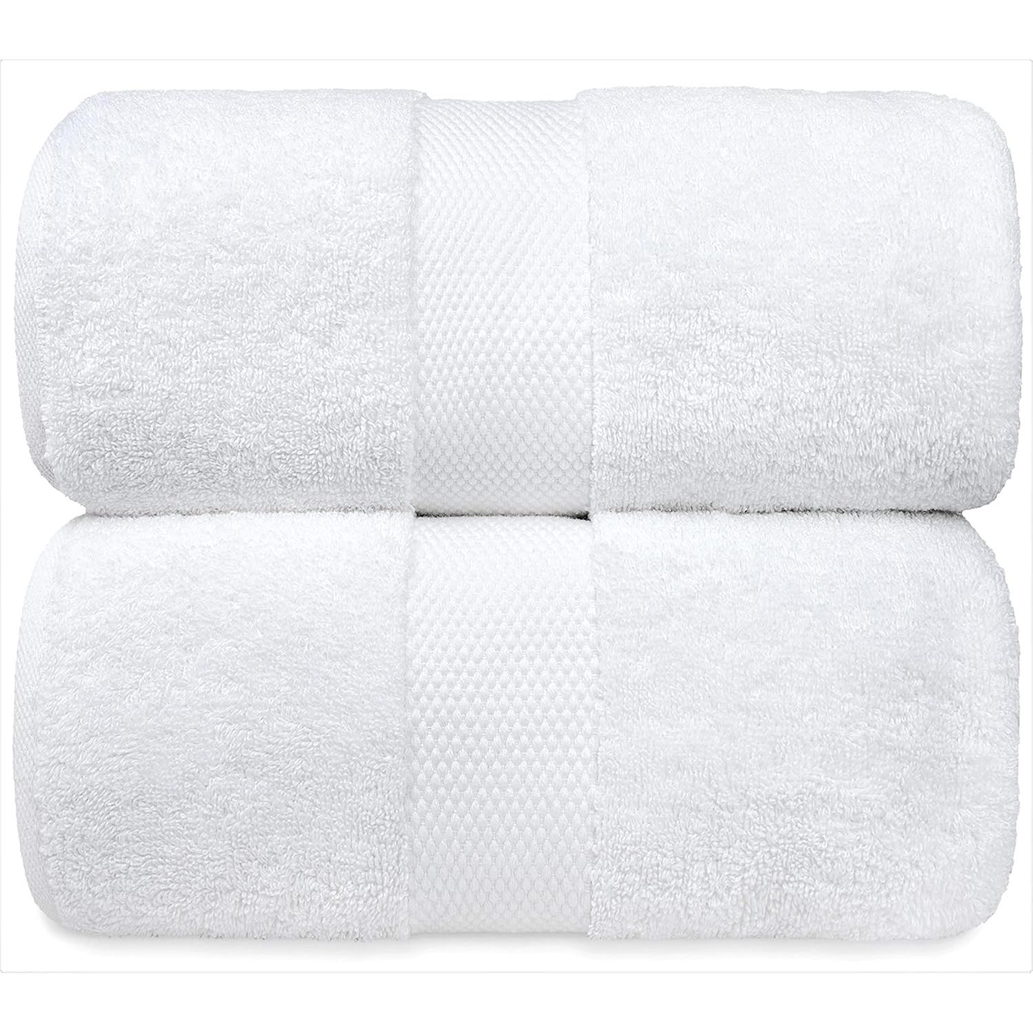 Toallas de Baño Blancas de Algodón Egipcio White Classic - 76x142 cm, Juego de 2