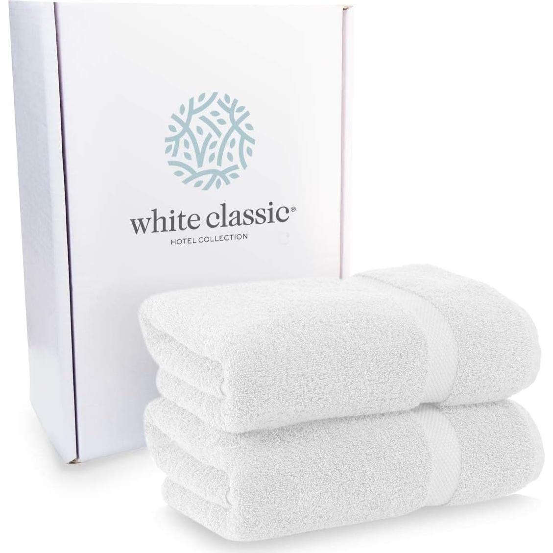 Toallas de Baño Blancas de Algodón Egipcio White Classic - 76x142 cm, Juego de 2