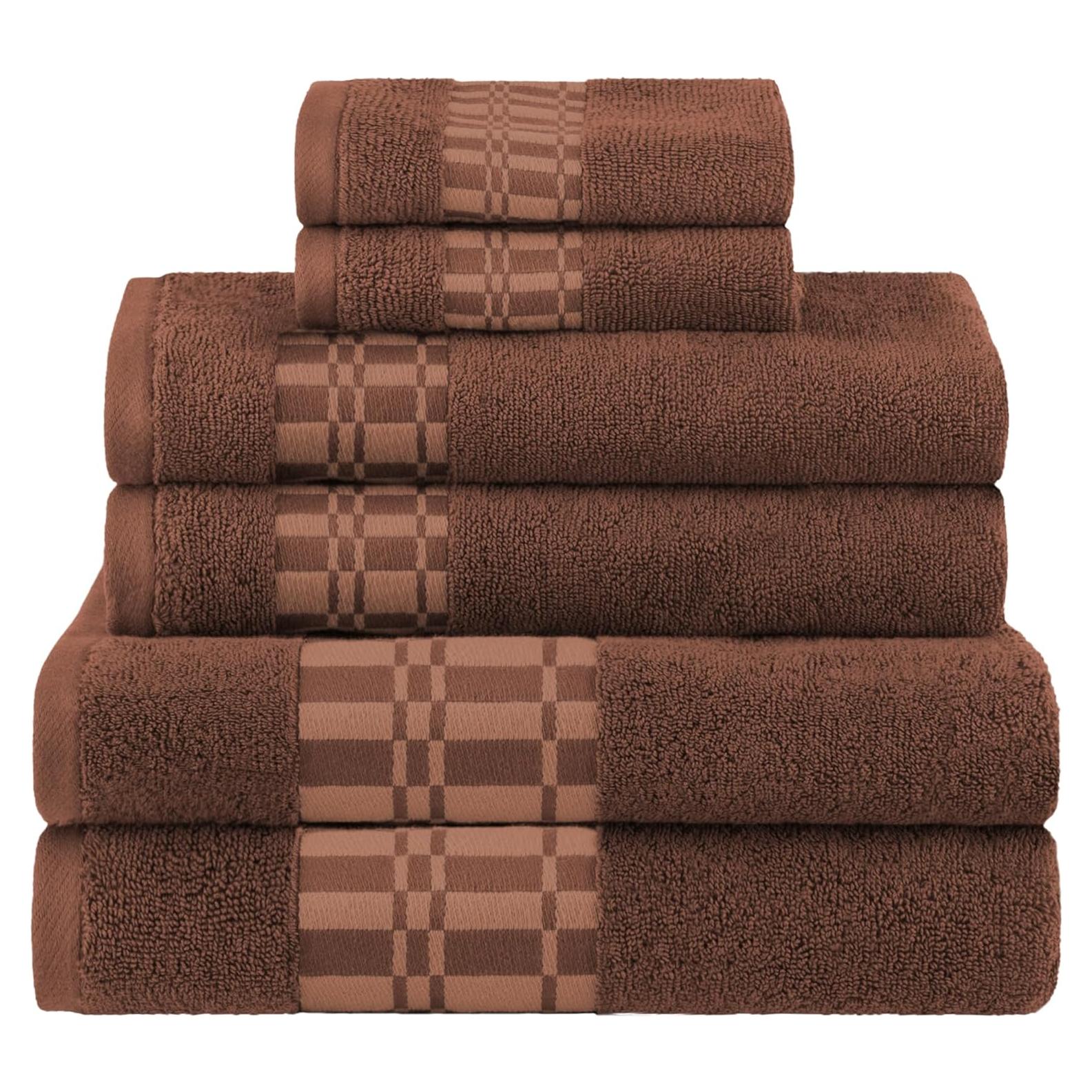 Juego de Toallas de Algodón Superior Larissa 6 Piezas Chocolate