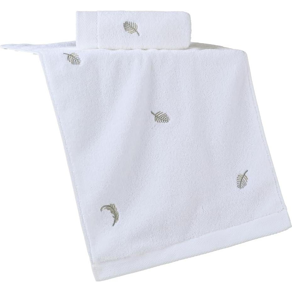 Conjunto 2 Toallas de Mano YiLUOMO 100% Algodón Bordadas Plumas