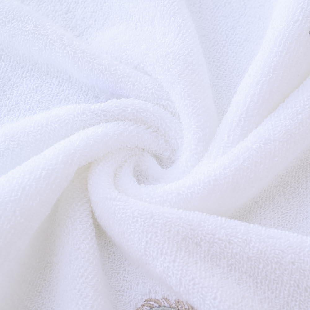 Conjunto 2 Toallas de Mano YiLUOMO 100% Algodón Bordadas Plumas