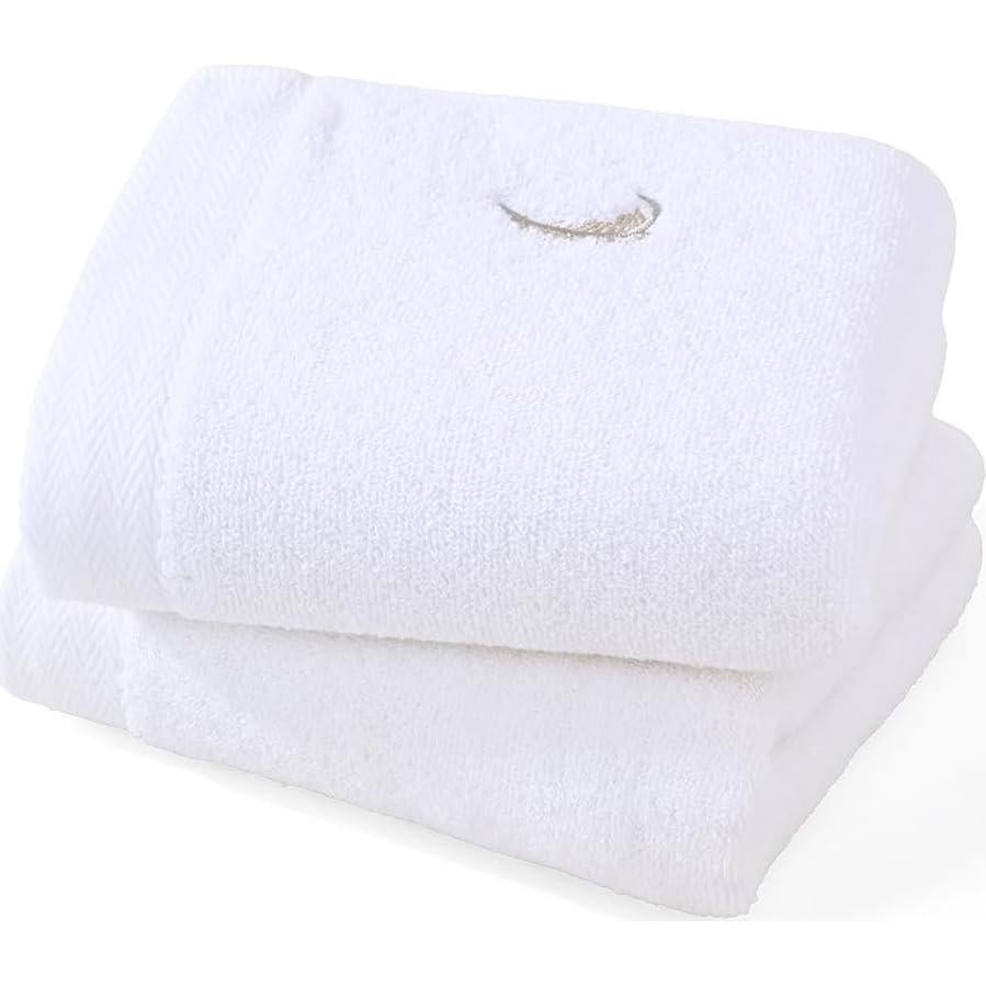 Conjunto 2 Toallas de Mano YiLUOMO 100% Algodón Bordadas Plumas