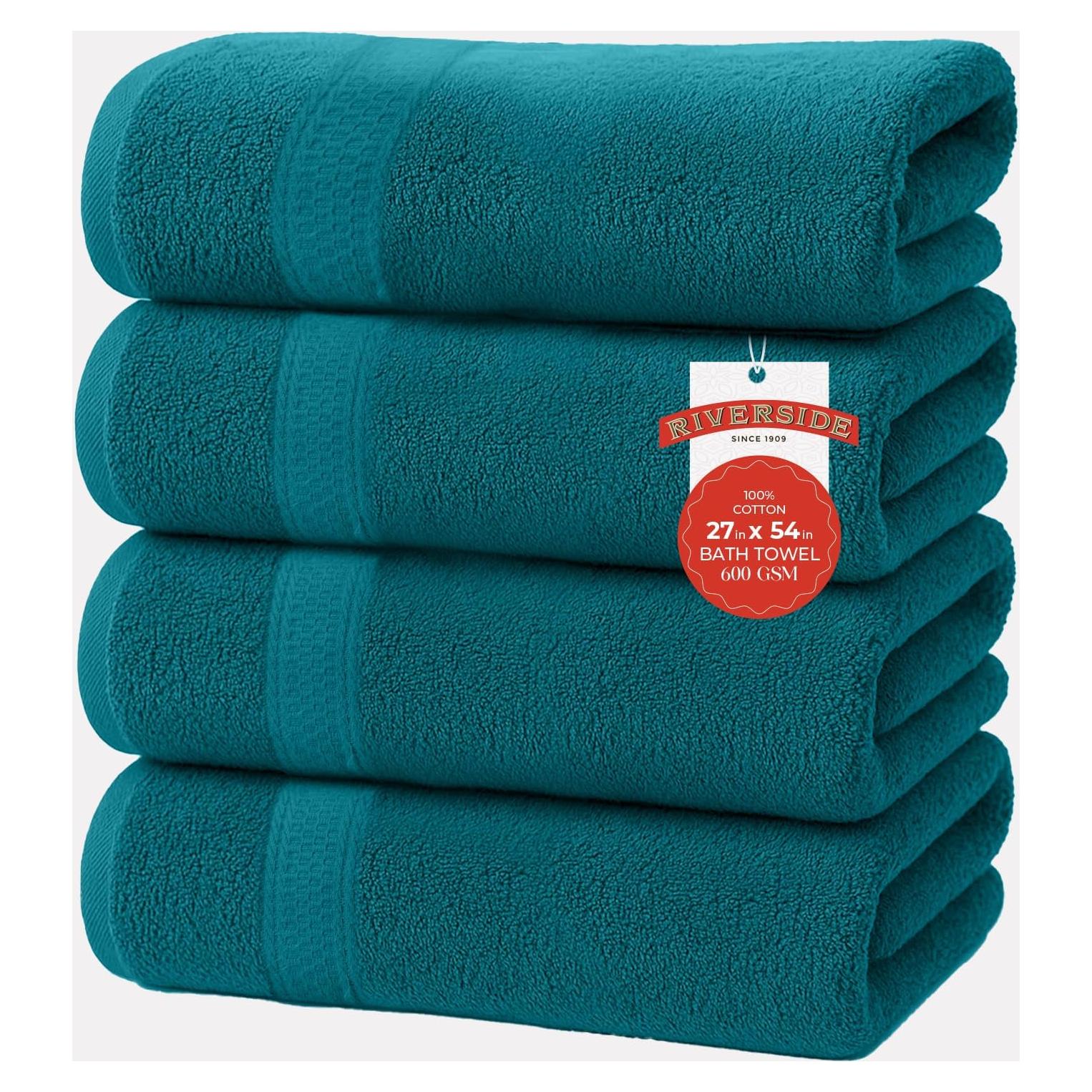 Juego de Toallas de Baño RIVERSIDE 100% Algodón Peinado 4 Pzas 68.6x137.2 cm Verde Azulado