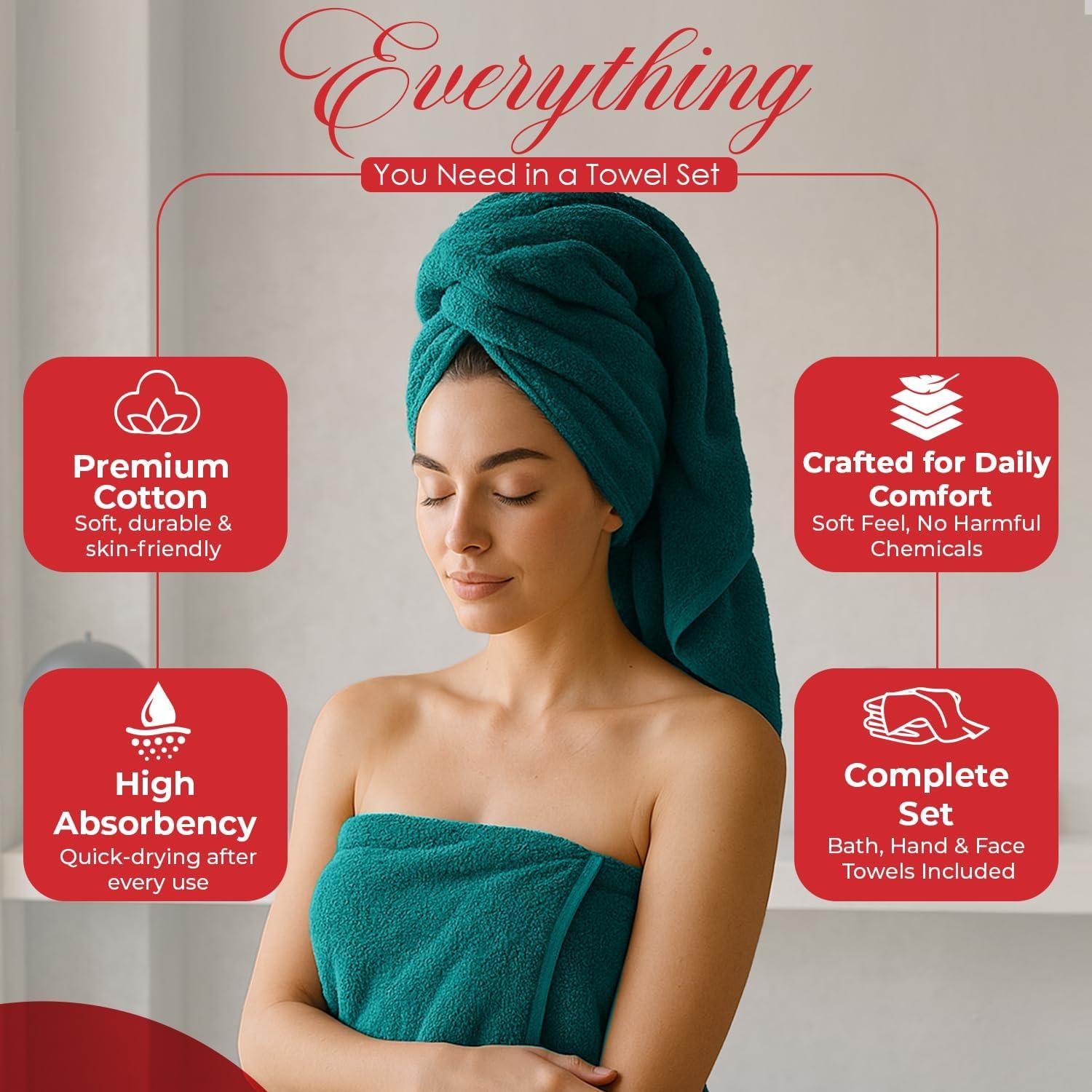 Juego de Toallas de Baño RIVERSIDE 100% Algodón Peinado 4 Pzas 68.6x137.2 cm Verde Azulado