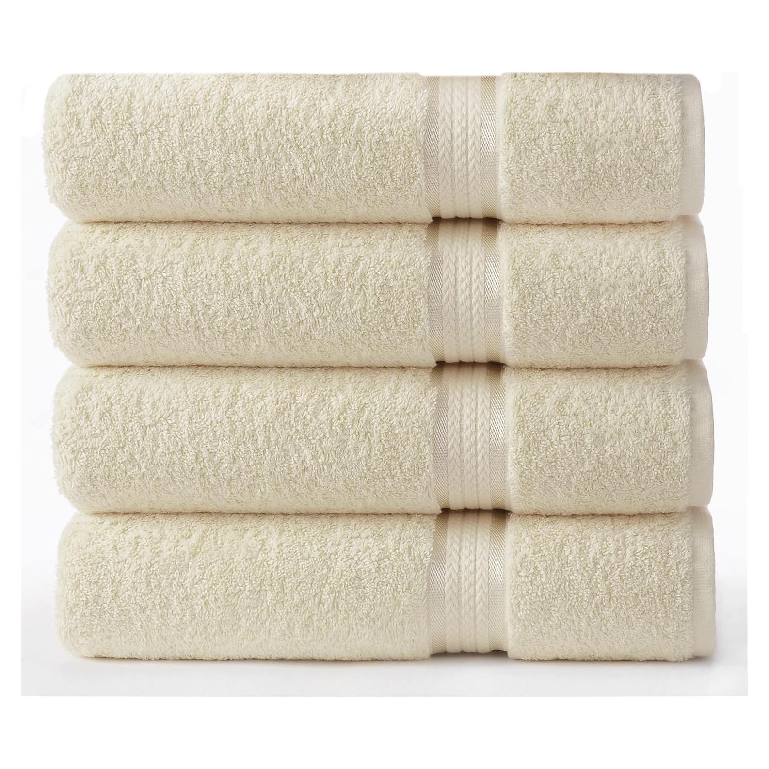 Juego de 4 Toallas de Baño COTTON CRAFT Marfil 580 GSM