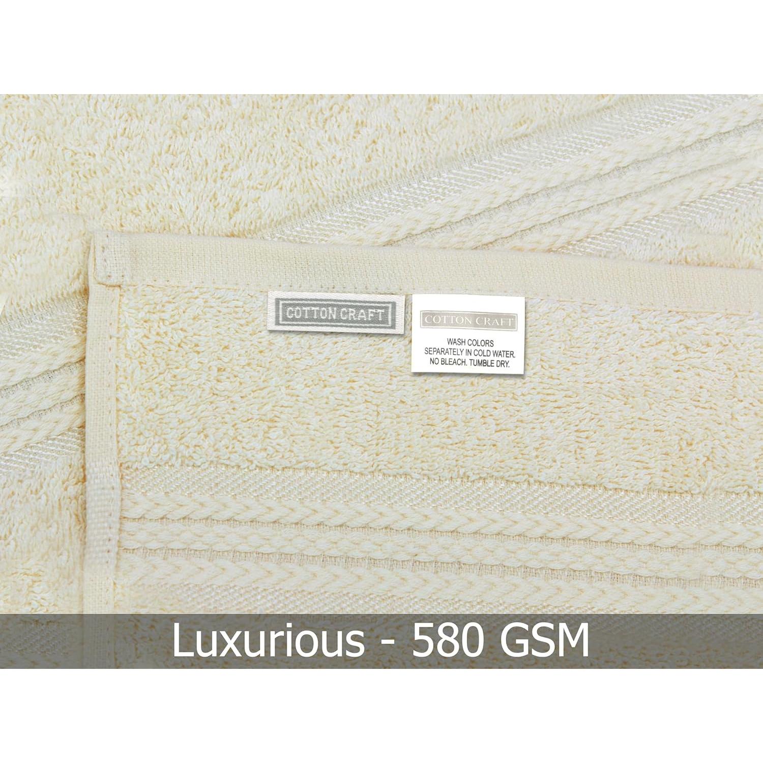 Juego de 4 Toallas de Baño COTTON CRAFT Marfil 580 GSM