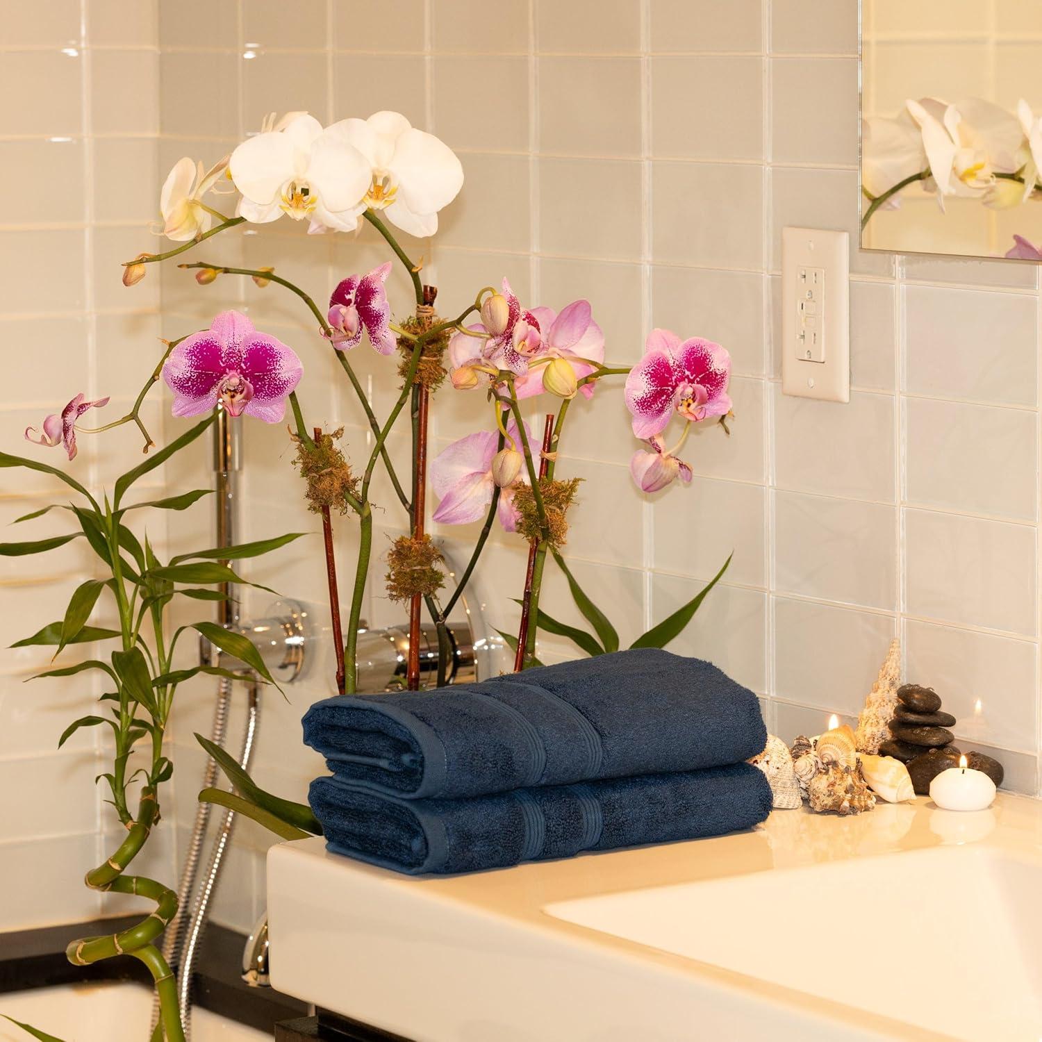 Juego de 2 Toallas de Mano Mosobam 40x76 cm Azul Marino 700 GSM