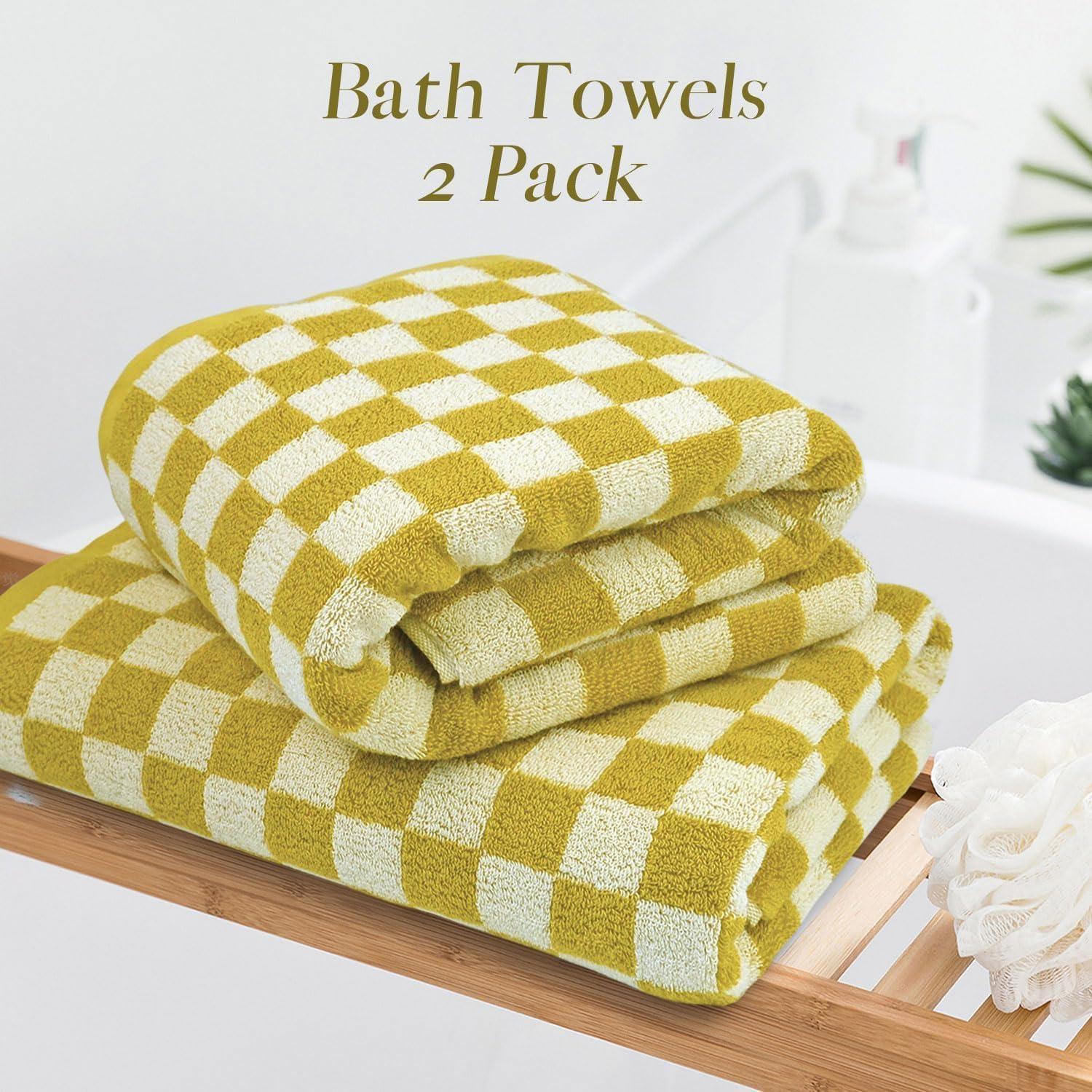 Juego de 2 Toallas de Baño Jacquotha Algodón 70x140 cm Amarillo