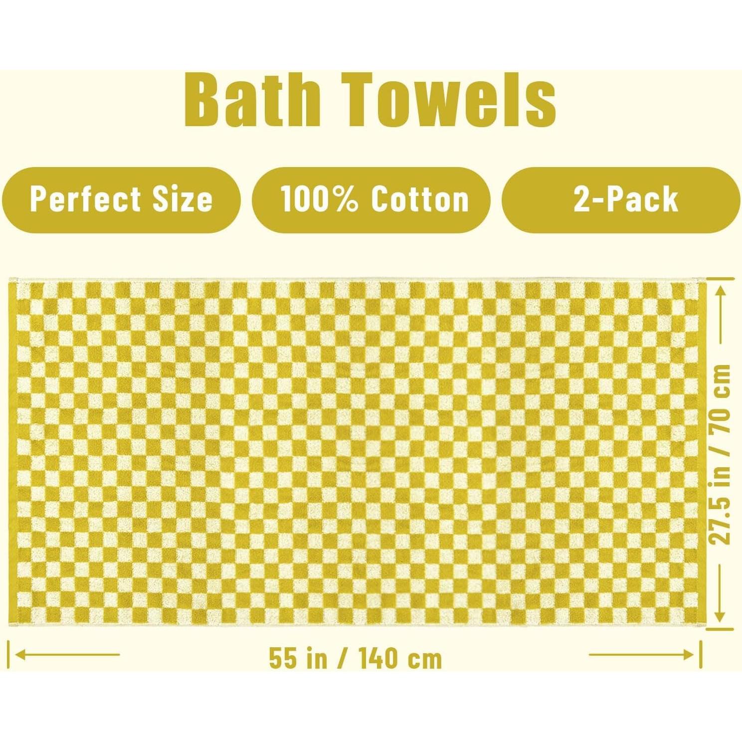 Juego de 2 Toallas de Baño Jacquotha Algodón 70x140 cm Amarillo