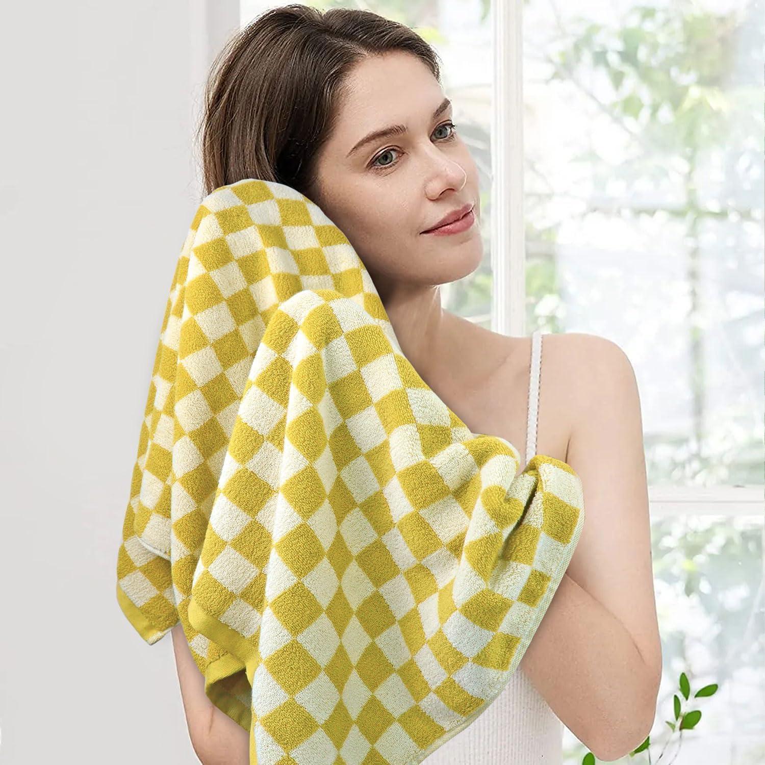 Juego de 2 Toallas de Baño Jacquotha Algodón 70x140 cm Amarillo