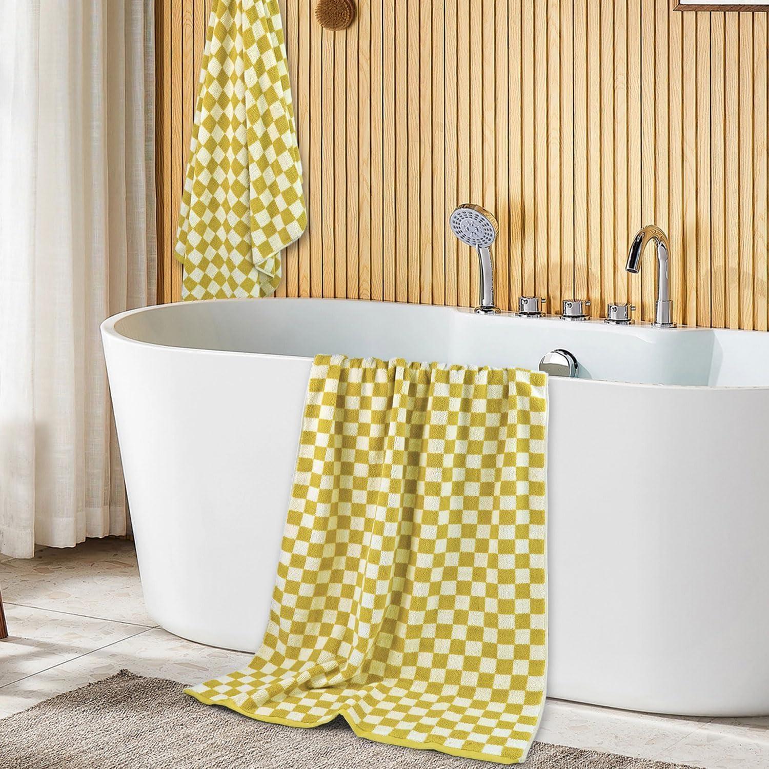 Juego de 2 Toallas de Baño Jacquotha Algodón 70x140 cm Amarillo