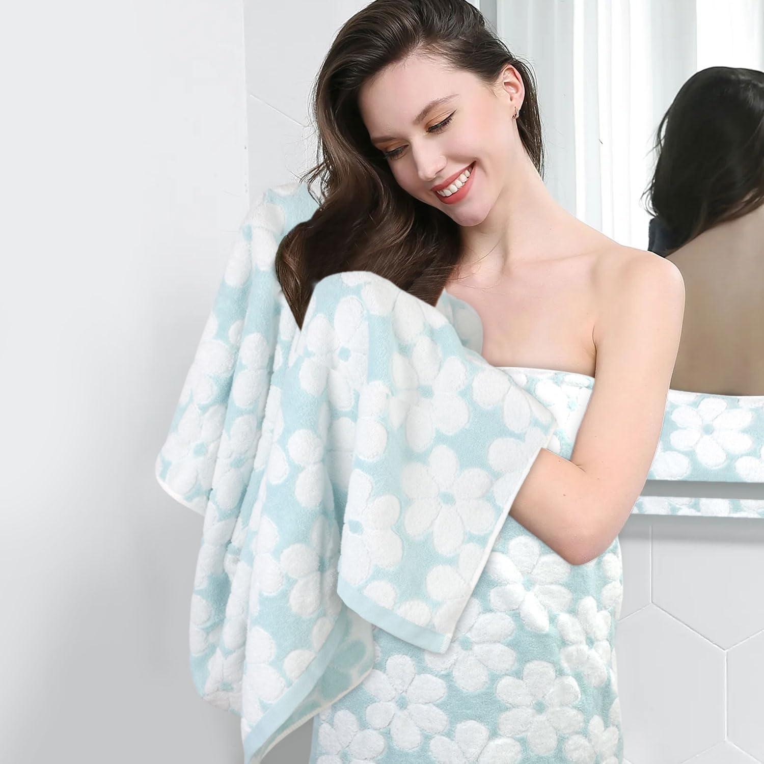 Juego de 2 Toallas de Baño Jacquotha Algodón Floral 70x140cm