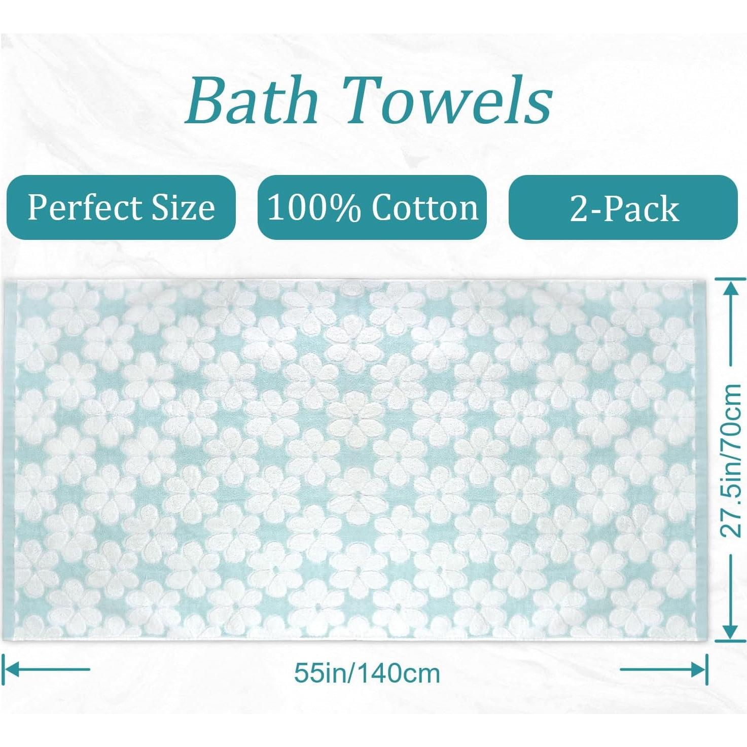 Juego de 2 Toallas de Baño Jacquotha Algodón Floral 70x140cm