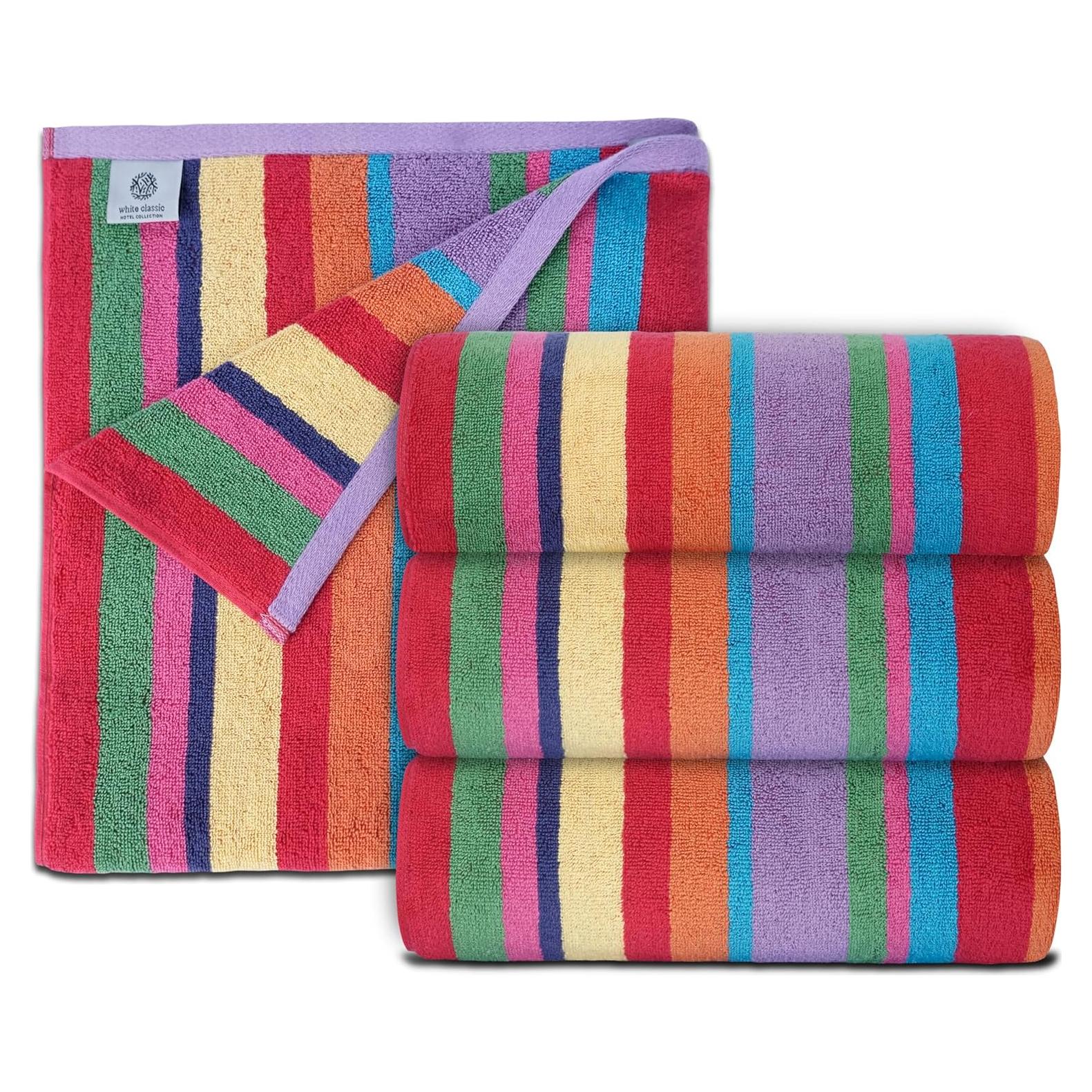 Toallas de Playa White Classic 76x152 cm, Paquete de 4, Algodón