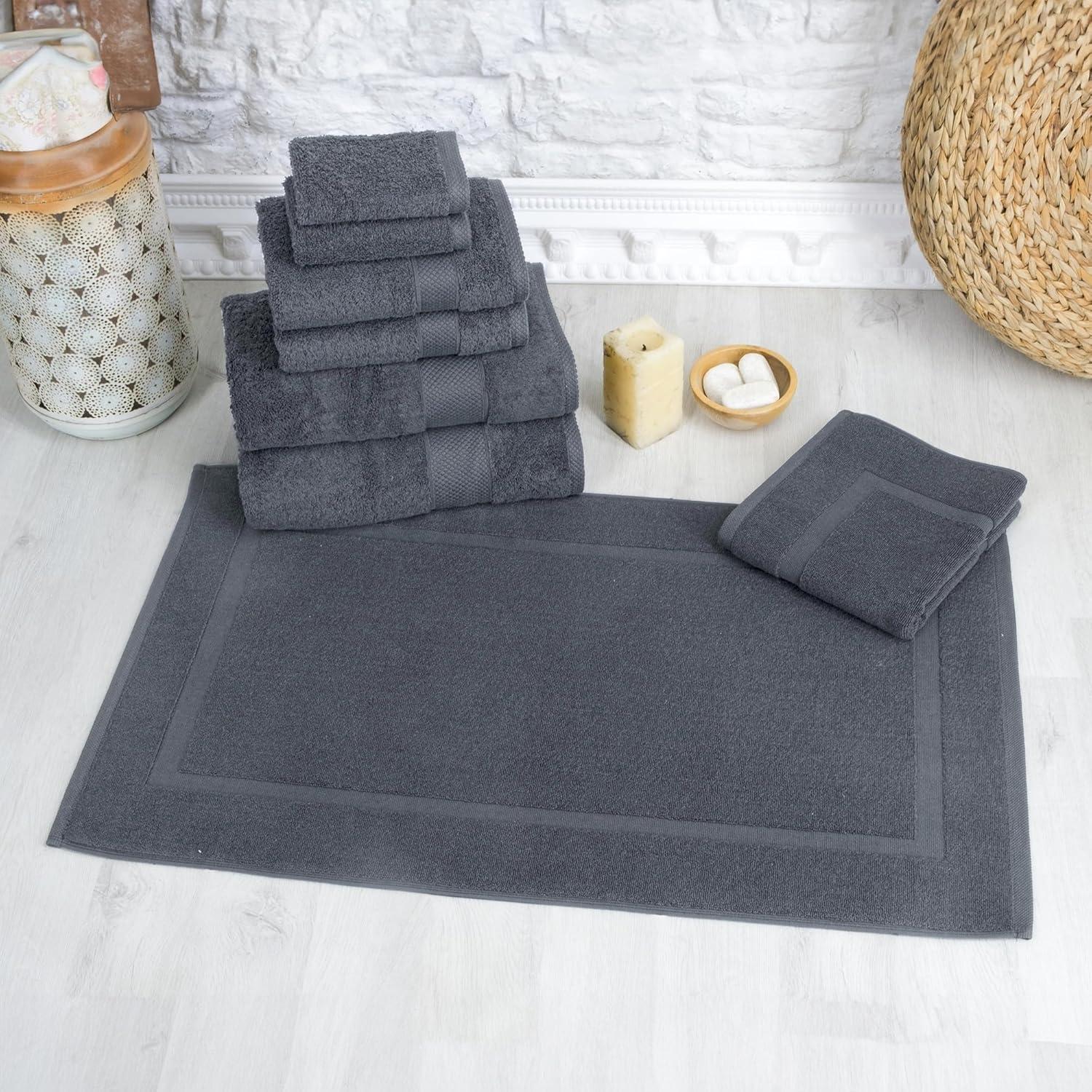 Juego de Toallas de Lujo 8 Piezas Toallas Más Allá 100% Algodón Turco Gris