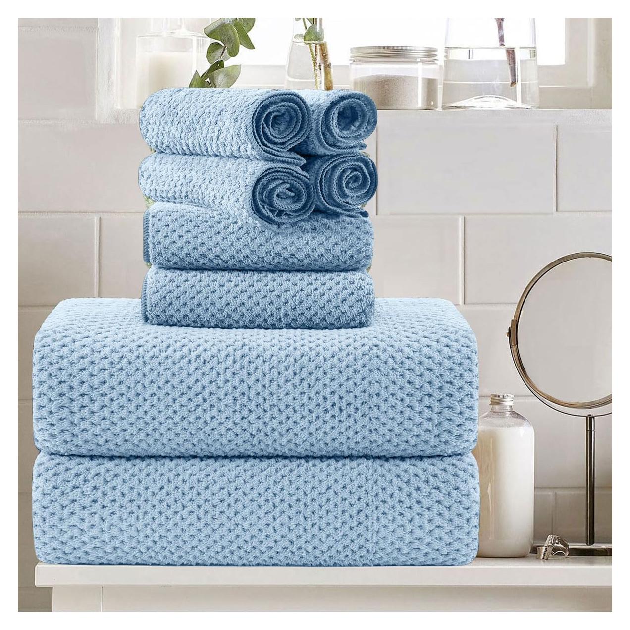 Juego de Toallas de Baño Oliven Azul 8 Piezas 600GSM