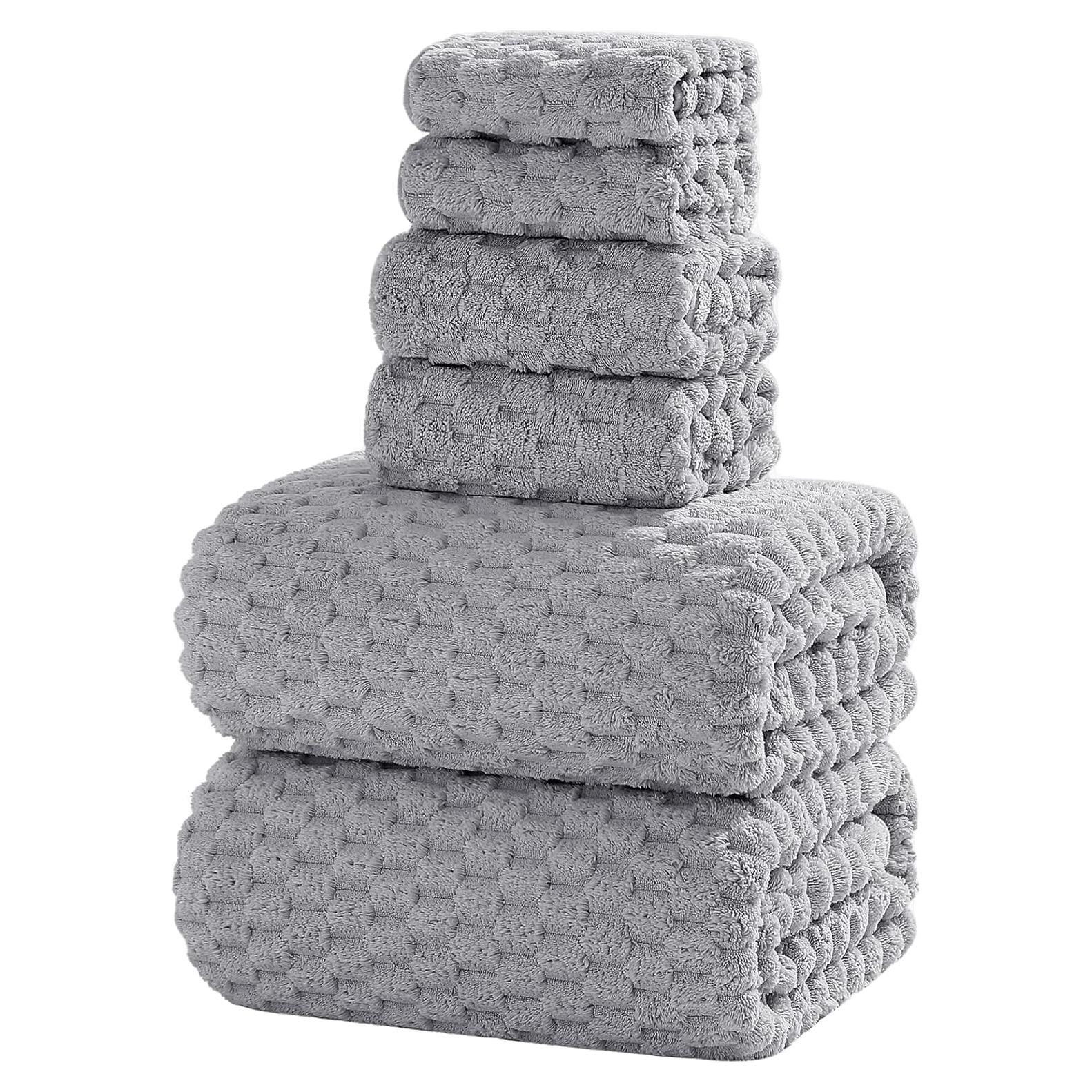 Juego de Toallas de Baño NALIVO 6 Piezas Extra Grande Gris