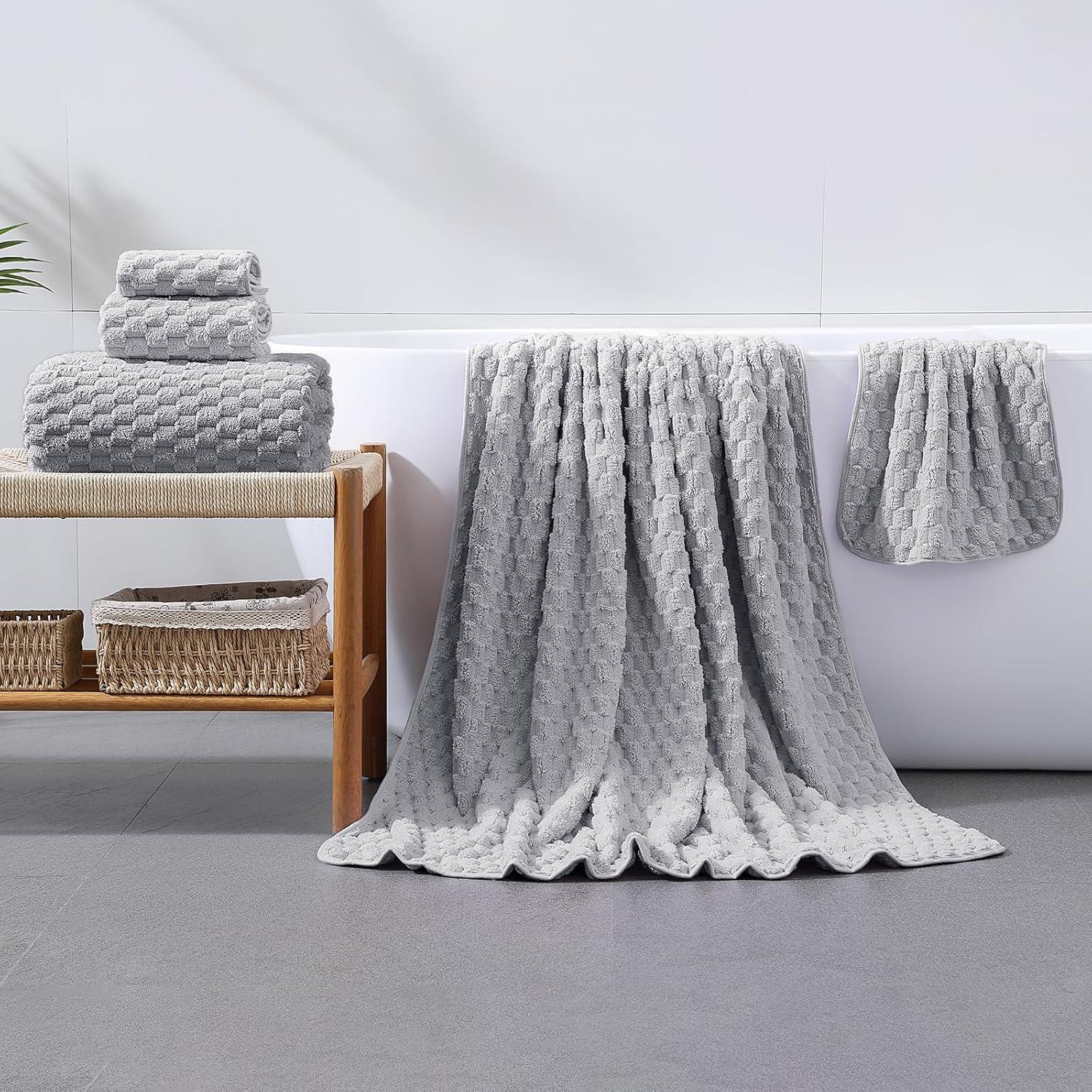 Juego de Toallas de Baño NALIVO 6 Piezas Extra Grande Gris