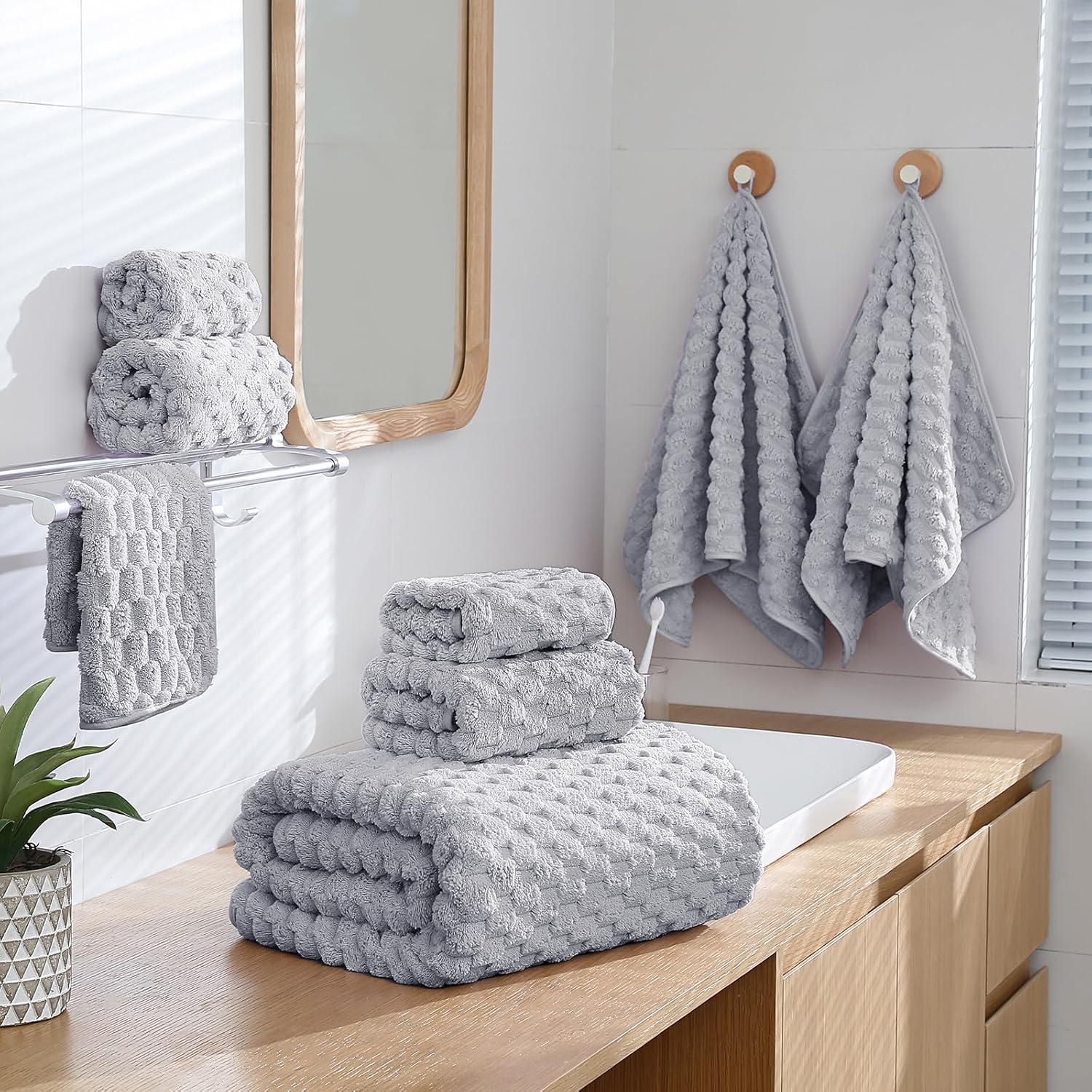 Juego de Toallas de Baño NALIVO 6 Piezas Extra Grande Gris