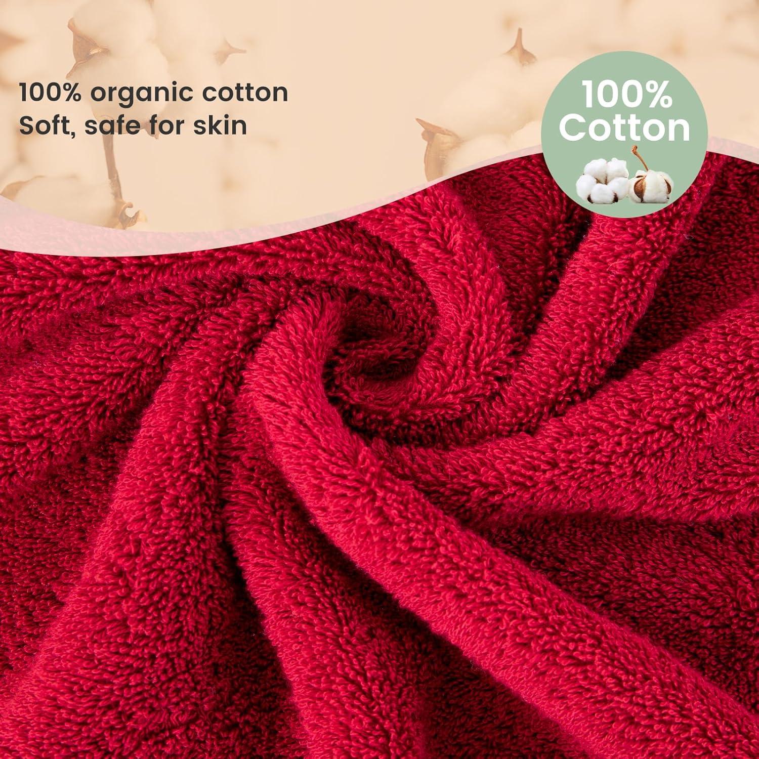 Conjunto de Toallas SEMAXE 6 Piezas 100% Algodón Rojo 600GSM