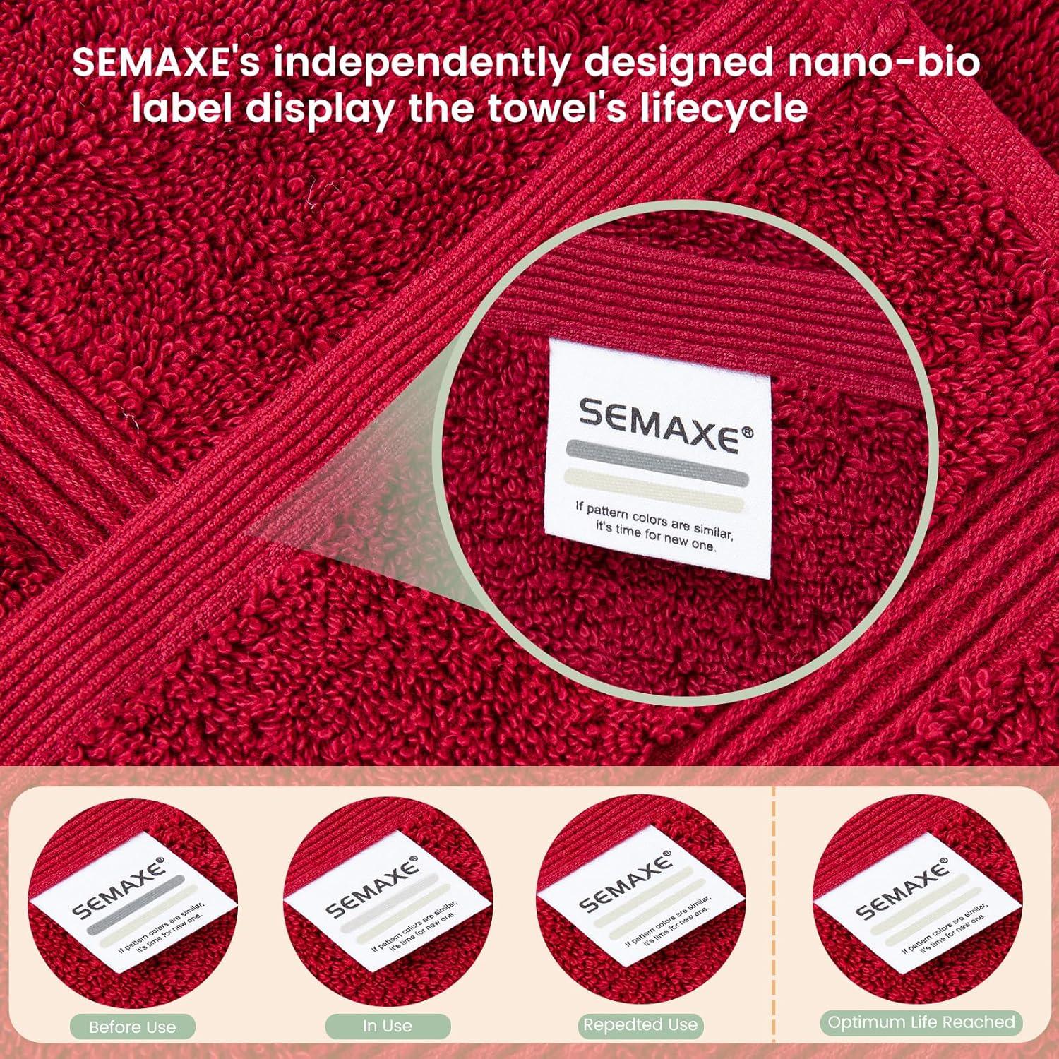 Conjunto de Toallas SEMAXE 6 Piezas 100% Algodón Rojo 600GSM